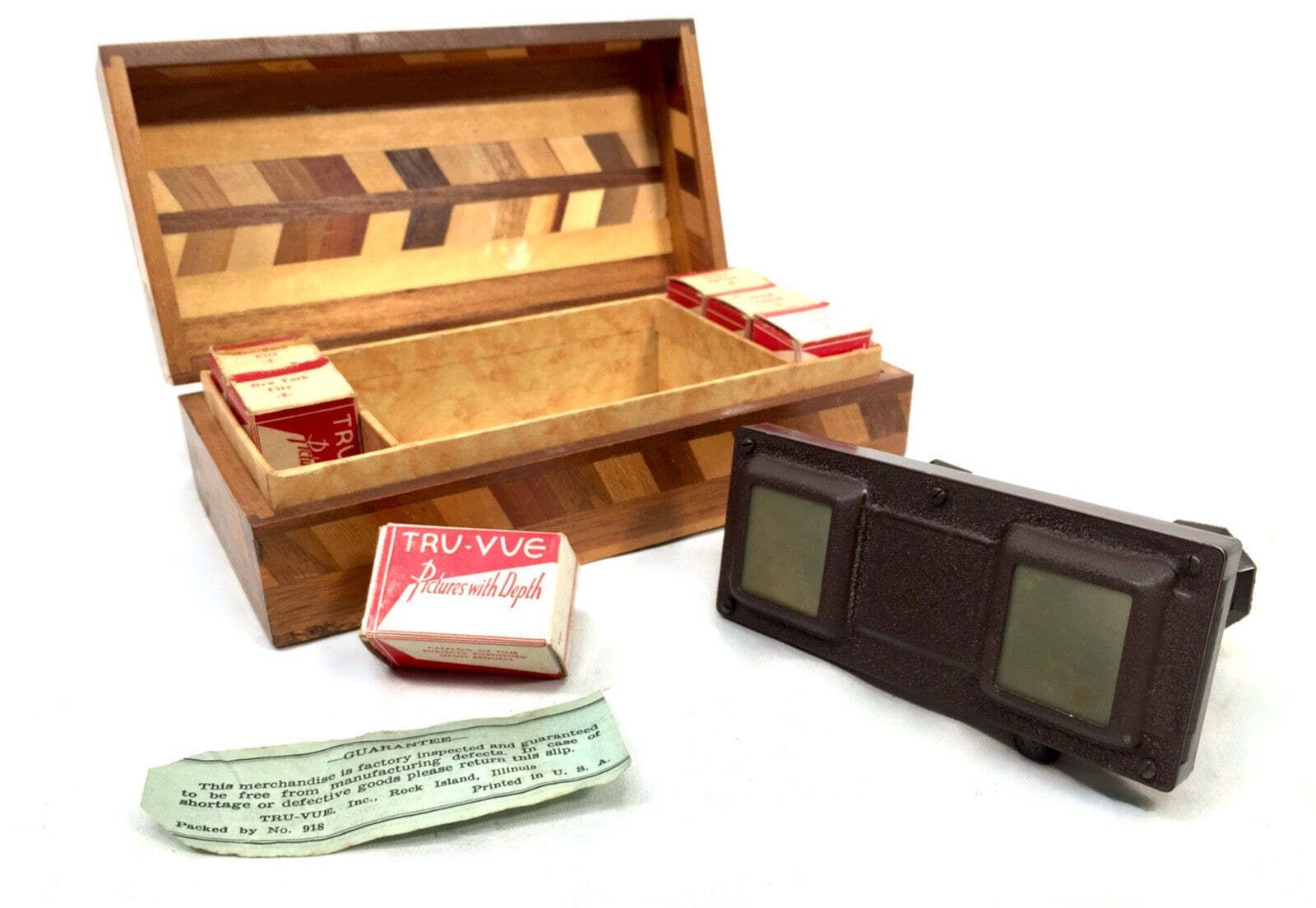 Antique 1930s Brown Bakelite Boxed Truvue Stereoviewer / Stereoscope With Reels photo buy
