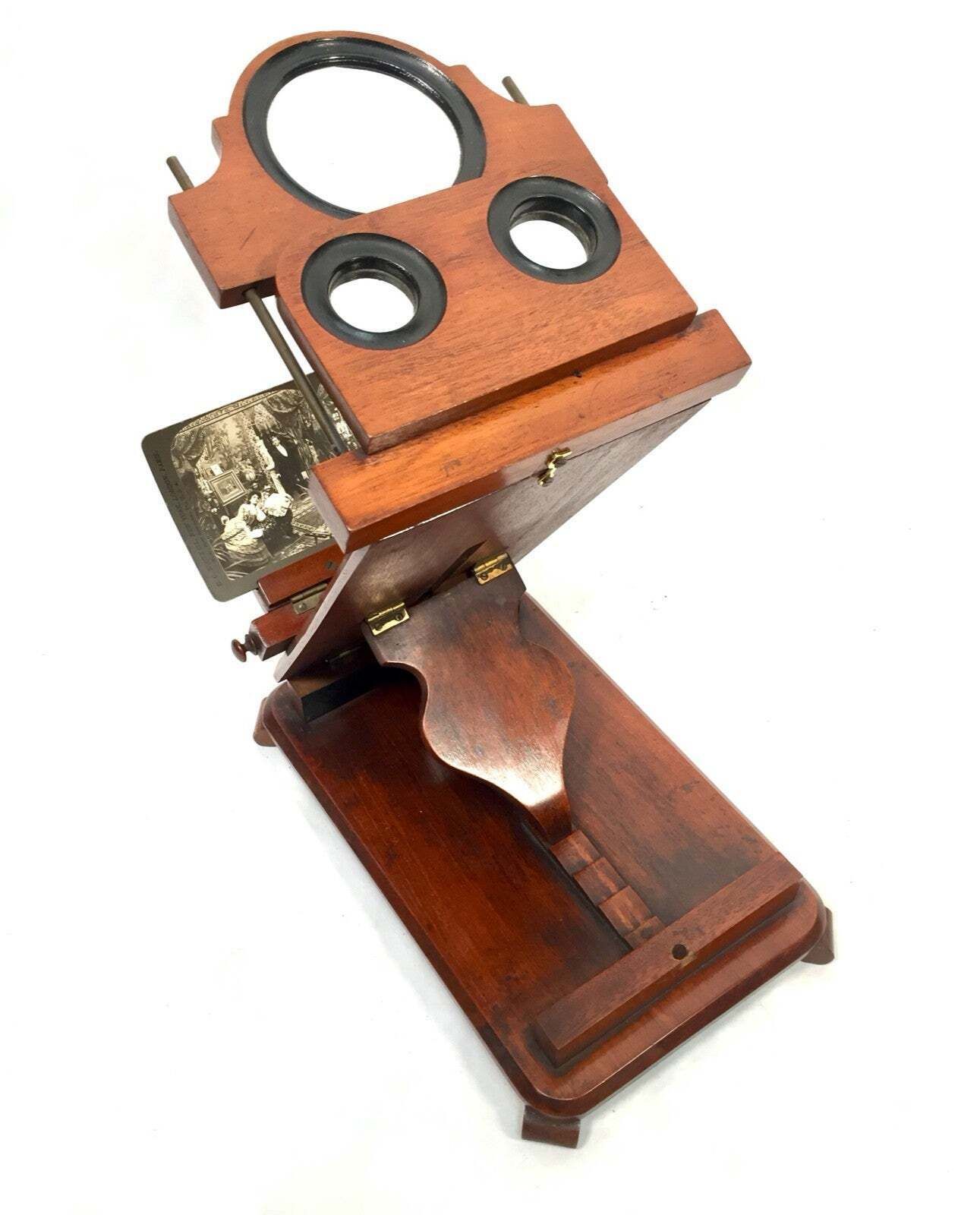 photo furniture Antique Victorian Wooden Mahogany Graphoscope / Picture Viewer / Stereoscope