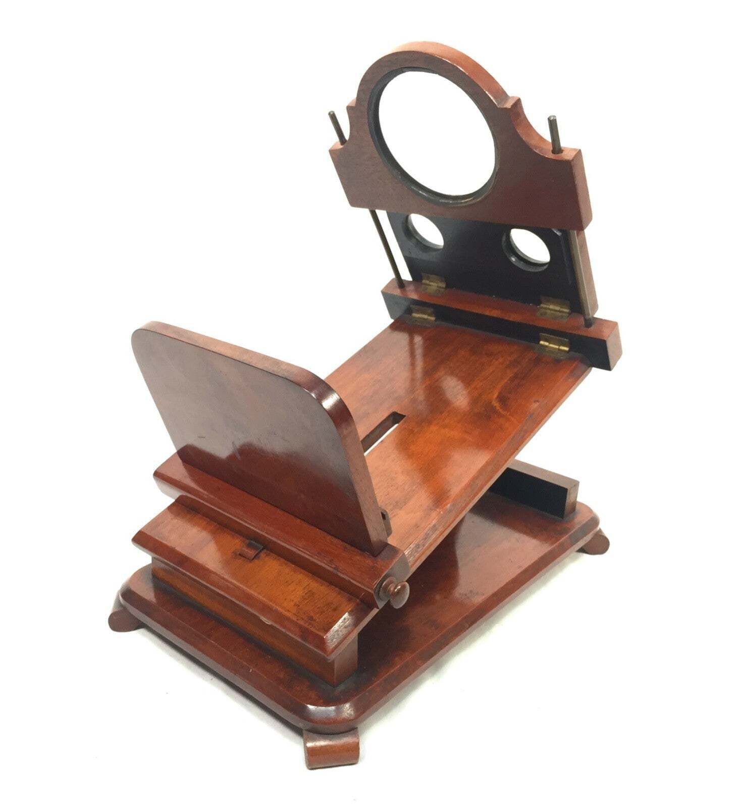photo vinterior Antique Victorian Wooden Mahogany Graphoscope / Picture Viewer / Stereoscope
