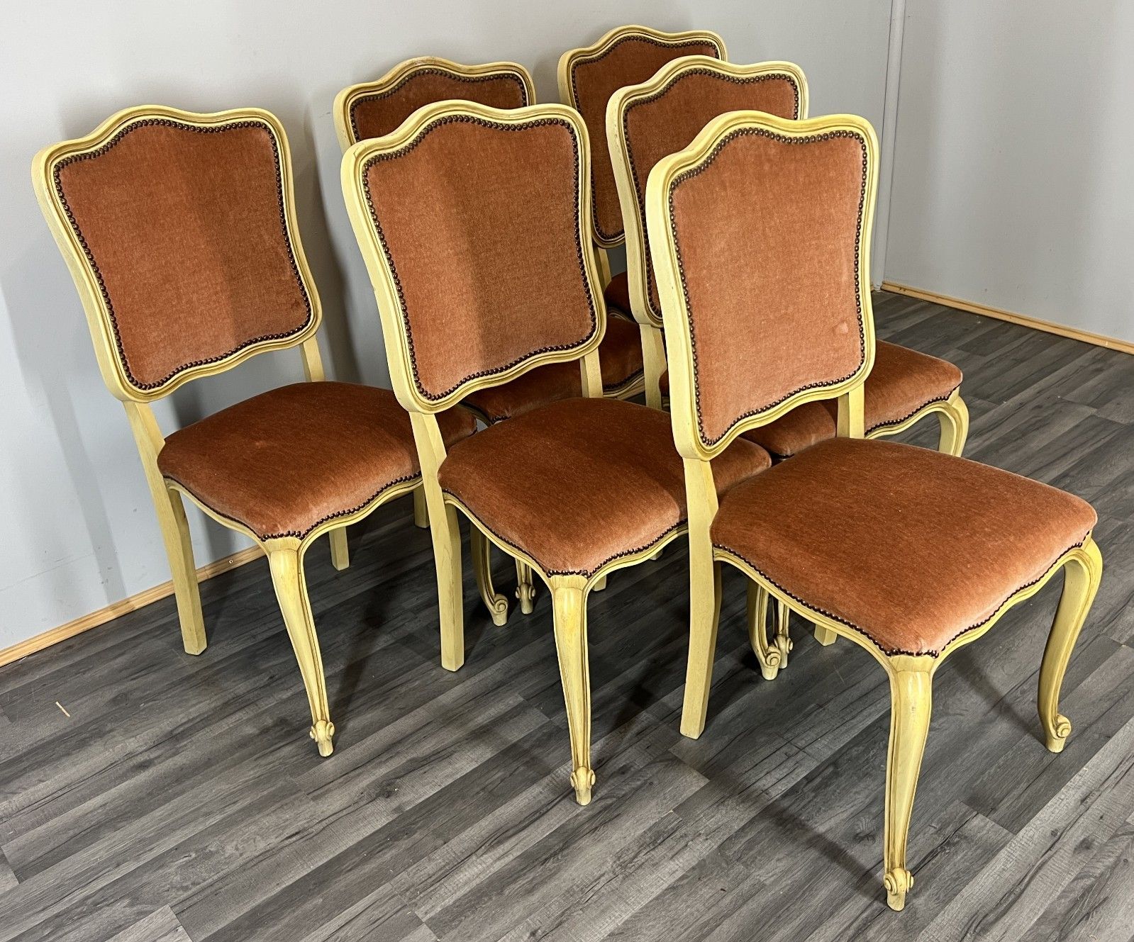 Dining Table Vintage French Louis XVI Shabby Chic With Set Of 6 Chairs Lot 4404 photo Furniture