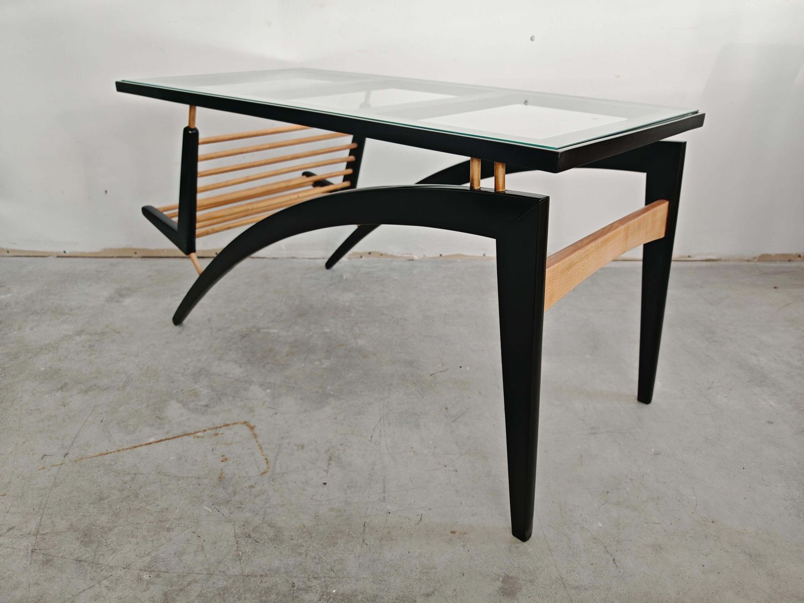photo furniture Mid Century Modern Coffee Table "Gazelle" In Pear Wood, Yugoslavia 1960s