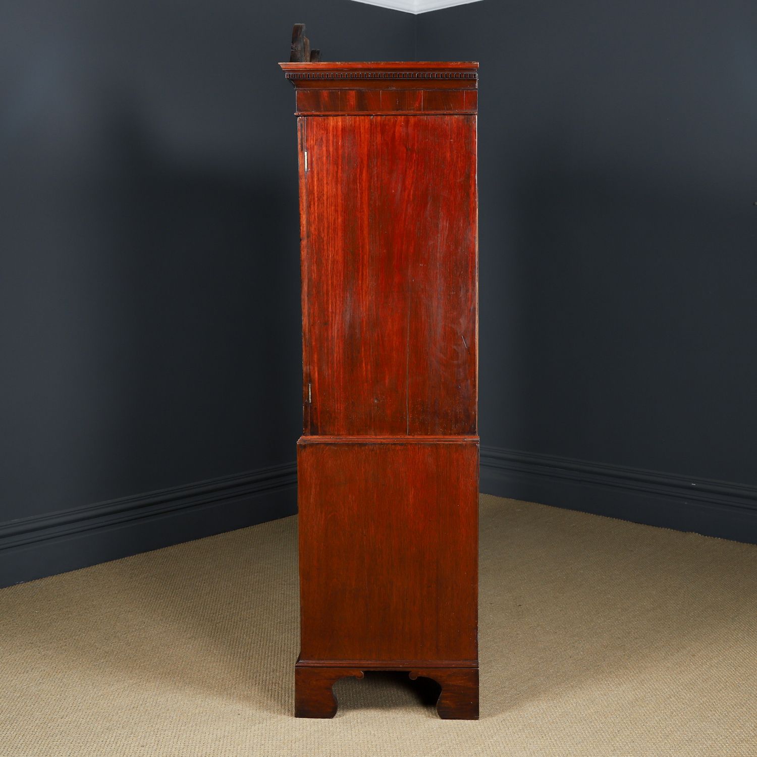 4950.0 English Georgian Flame Mahogany Linen Press Chest Wardrobe Armoire (Circa 1780) photo