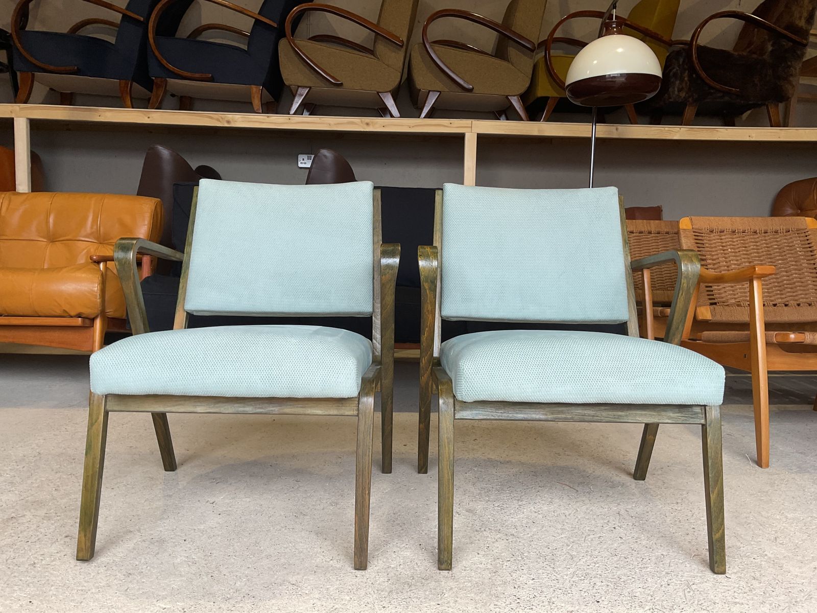 Bauhaus Easy Chairs By Selman Selmanagic For Veb Deutsche Werkstätten Hellerau, German Ussr, 1950s, Set Of 2 photo vintage