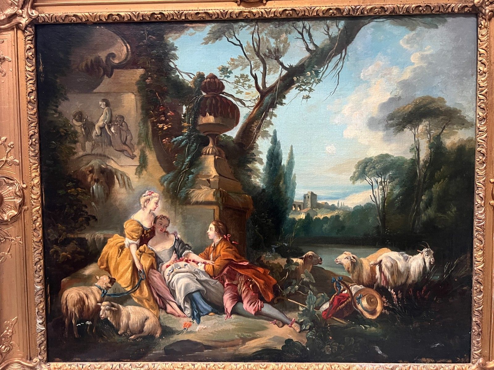 Oil On Canvas Epastoral Scene In A Landscape "20th Century photo furniture