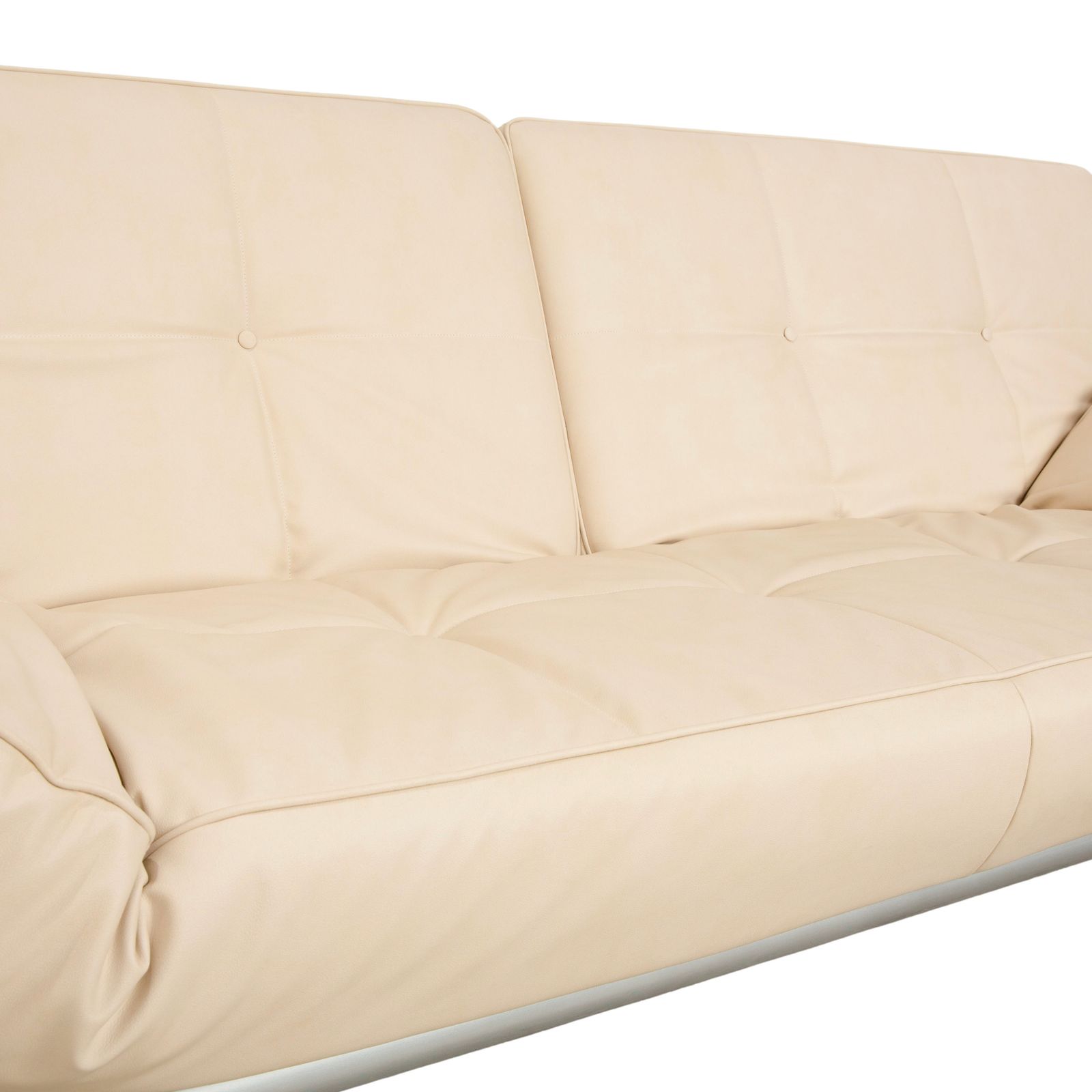 Ligne Roset Smala Three Seater Cream Beige Vegan Leather Manual Function Sofa Reupholstery Gavin photo vintage