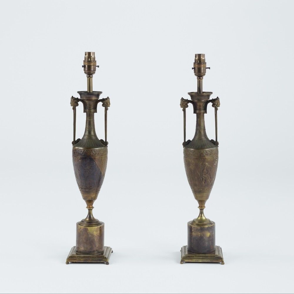 Pair Of Patinated Bronze Vases Mounted As Lamps By Ferdinand Barbedienne photo furniture