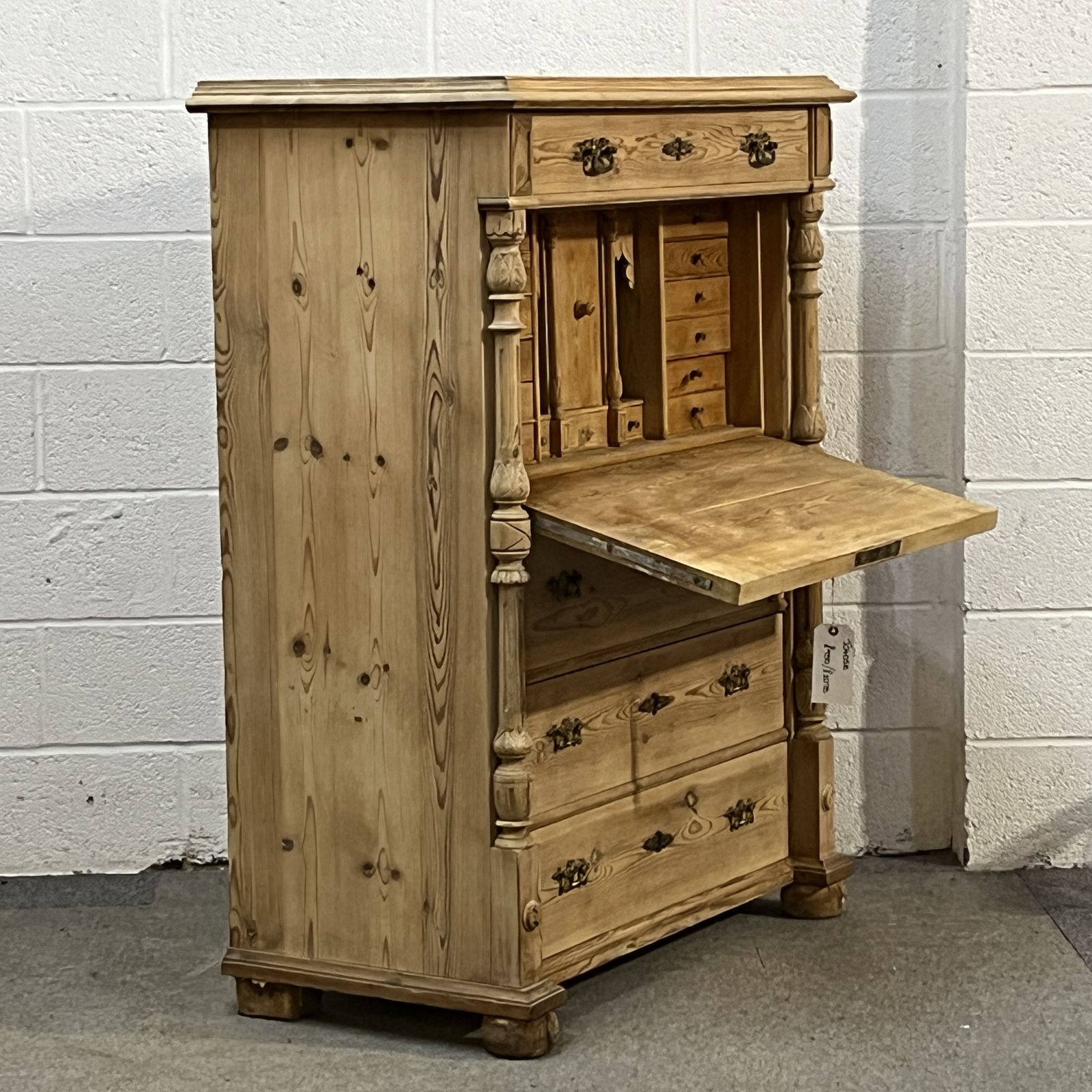 Antique Pine Secretaire Desk With Secret Drawers photo furniture