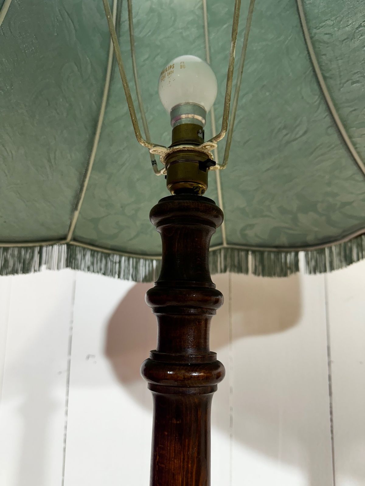 Mahogany Carved Victorian Stand Lamp With  Lampshade photo vinterior