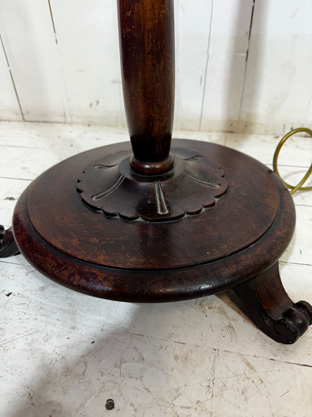 photo for sale Mahogany Carved Victorian Stand Lamp With  Lampshade