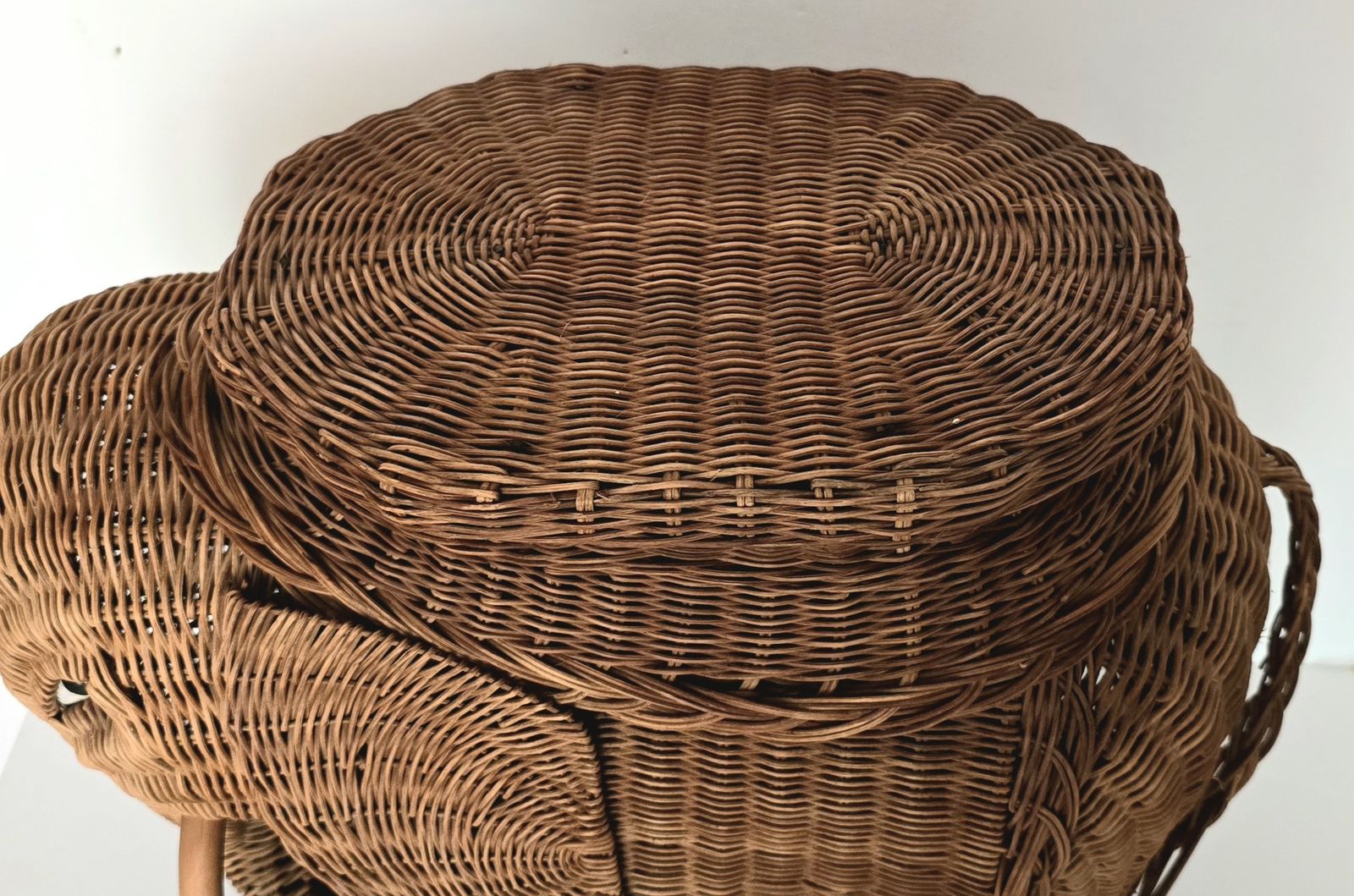 photo for sale Mid Century French Wicker Elephant Table.