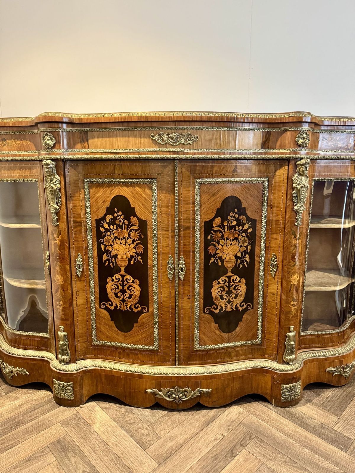 Exceptional Quality Pair Of Antique Walnut Marquetry Inlaid Credenzas photo buy