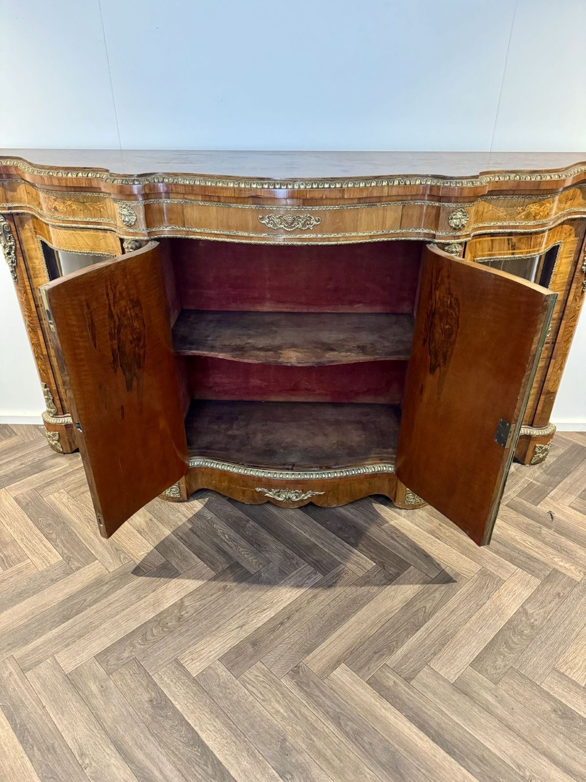 photo buy Exceptional Quality Pair Of Antique Walnut Marquetry Inlaid Credenzas