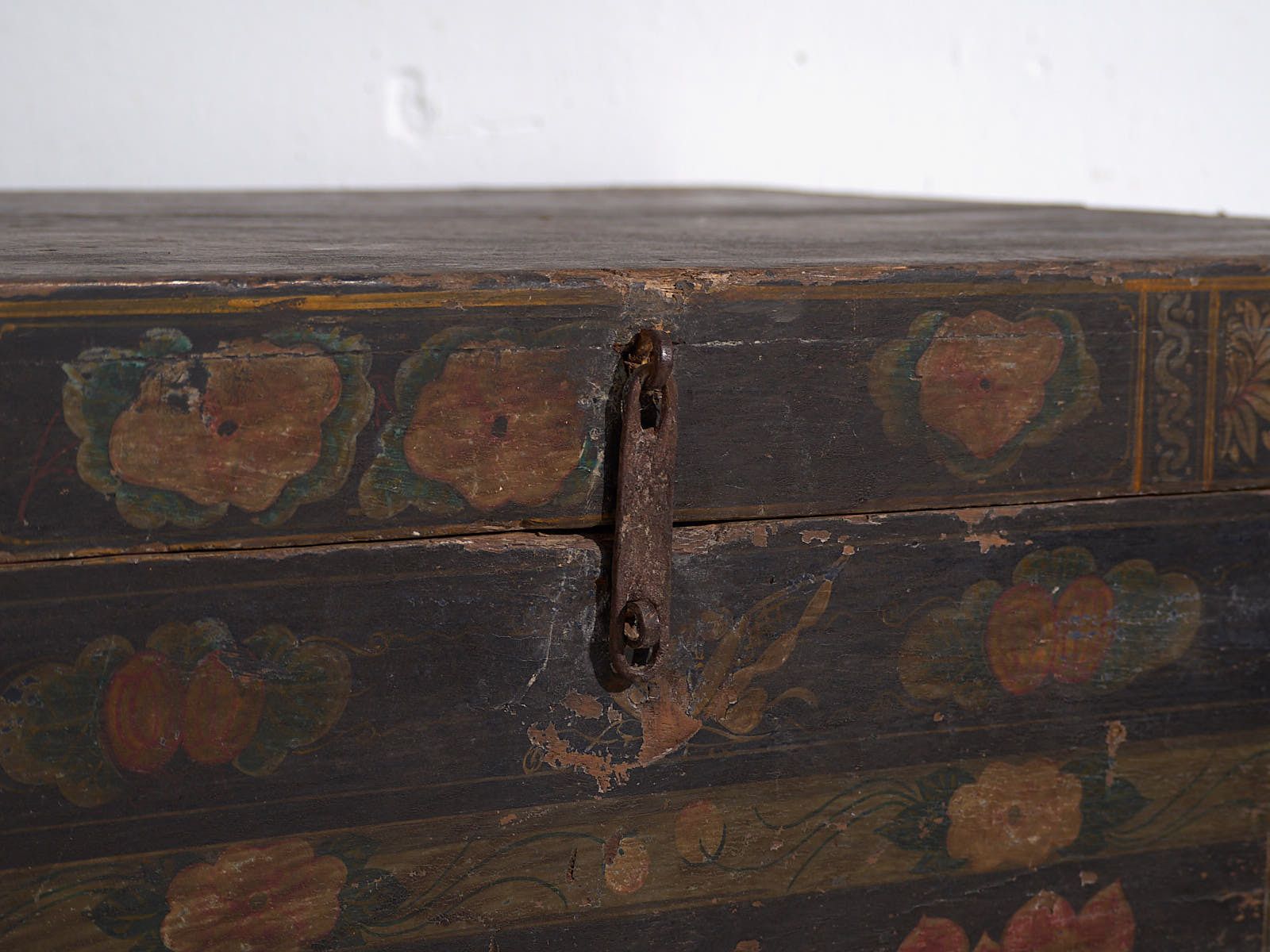 Antique Opera Chest With Lotus Flowers photo furniture