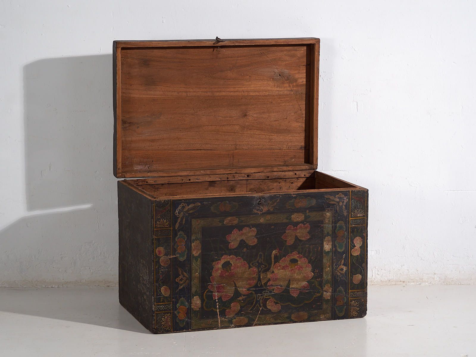 Antique Opera Chest With Lotus Flowers photo for sale