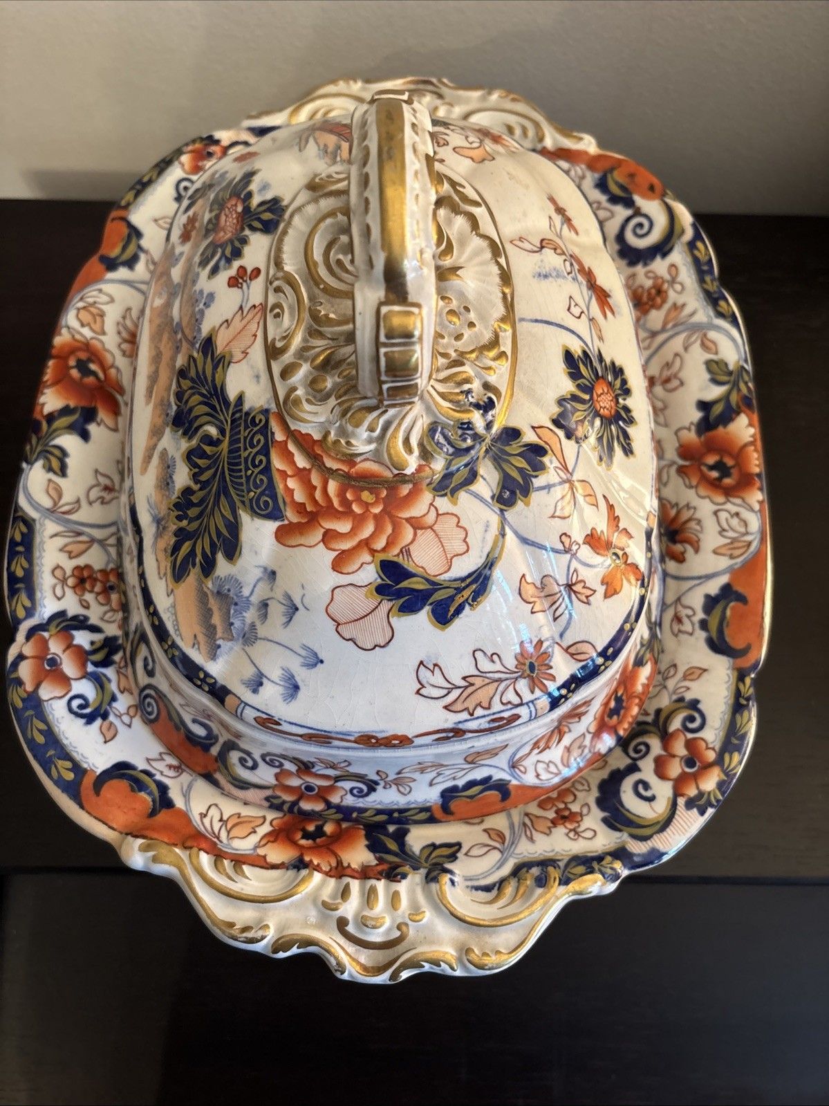 Antique Amherst Japan Ironstone Tureen & Lid Staple Repair Imari C1820–1835 photo for sale