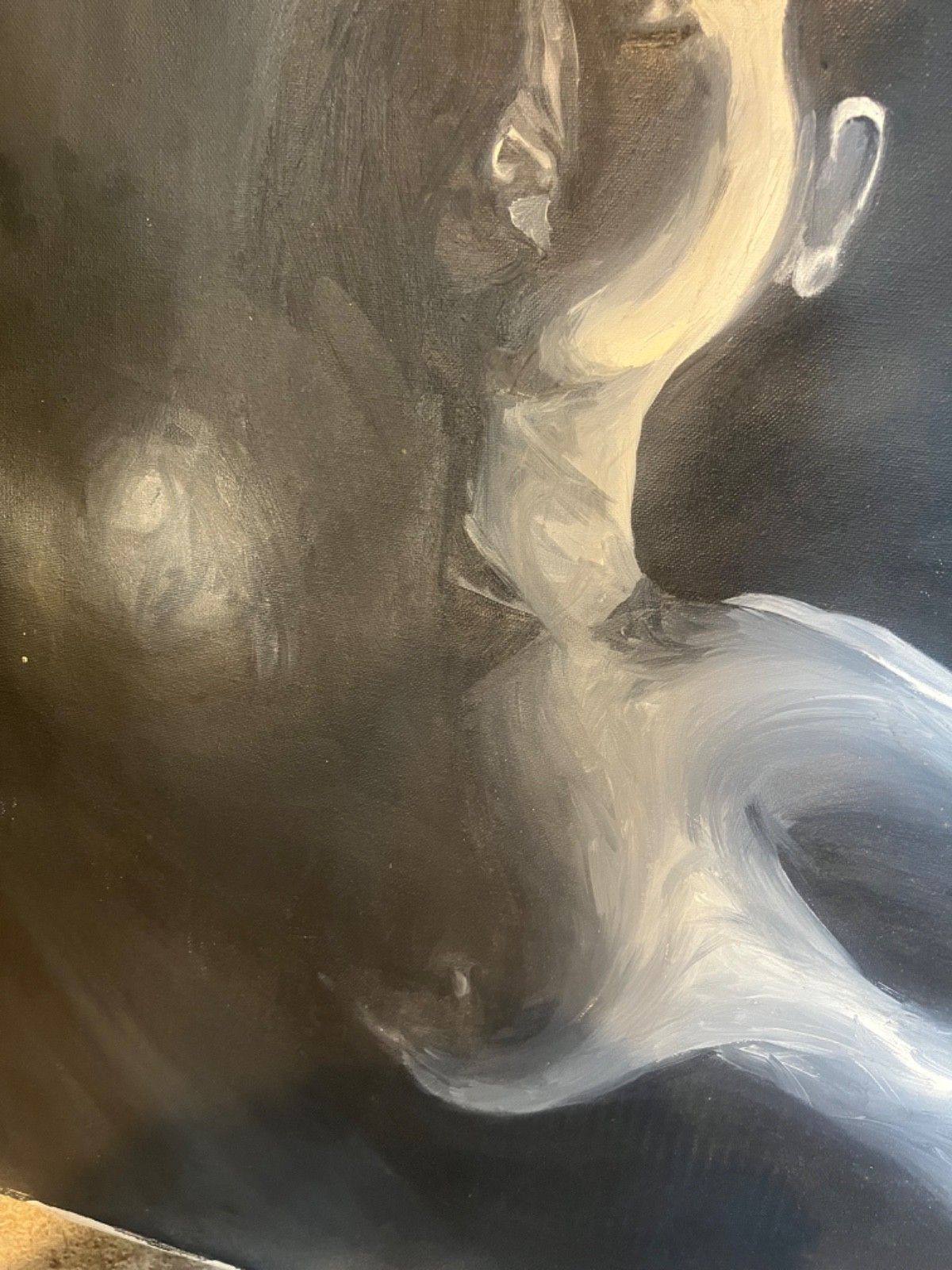 Female Nudes Oil Paintings Monochrome Pair On Canvas photo Art