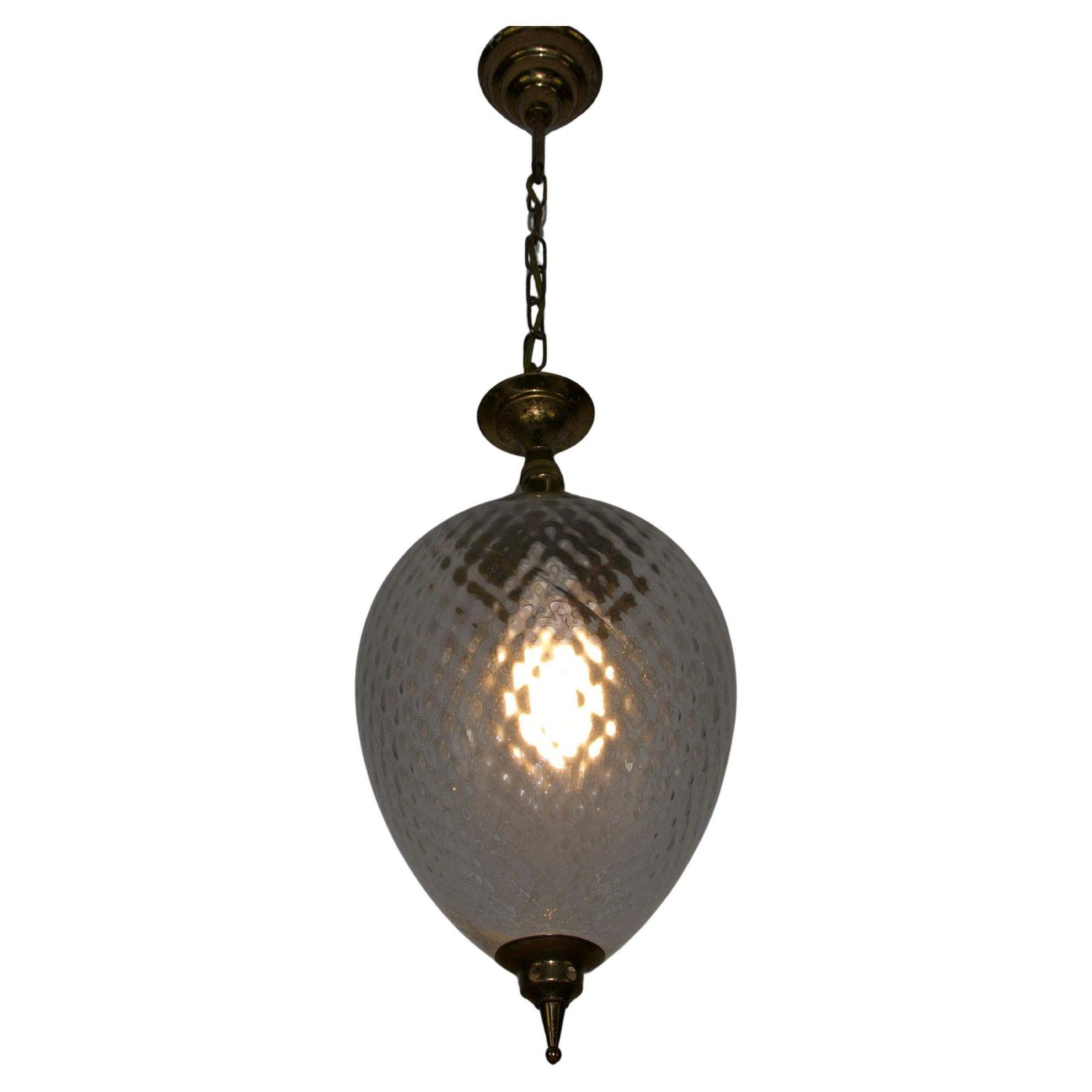 Brass And Glass Mid Century Pendant Lamp, 1960s, Italy