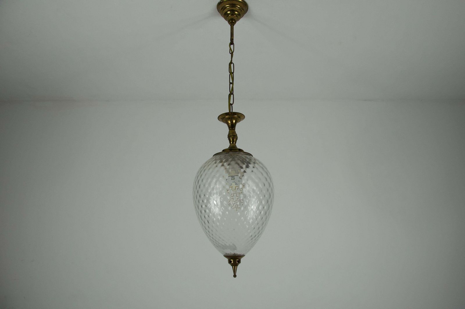 Brass And Glass Mid Century Pendant Lamp, 1960s, Italy photo 1888.0
