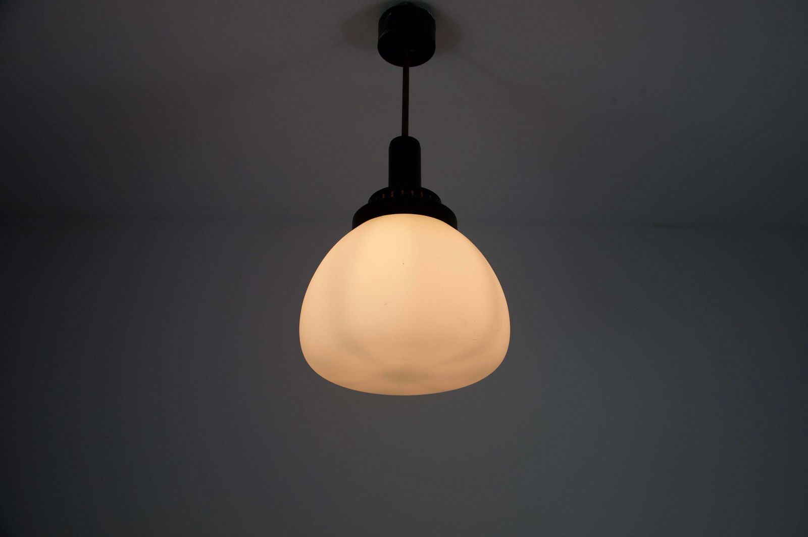 Stilnovo Midcentury Metal And Glass Pendant Lamp, 1960s, Italy photo 1070.0