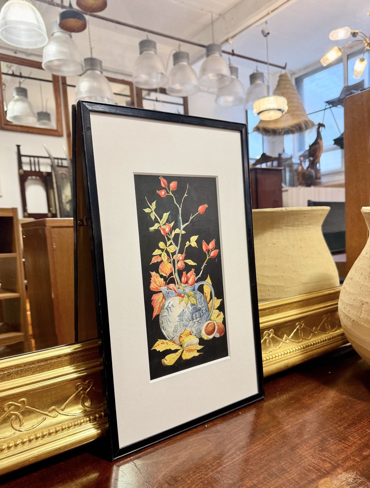 Autumn Still Life Watercolour Painting With Black Frame photo 110.0