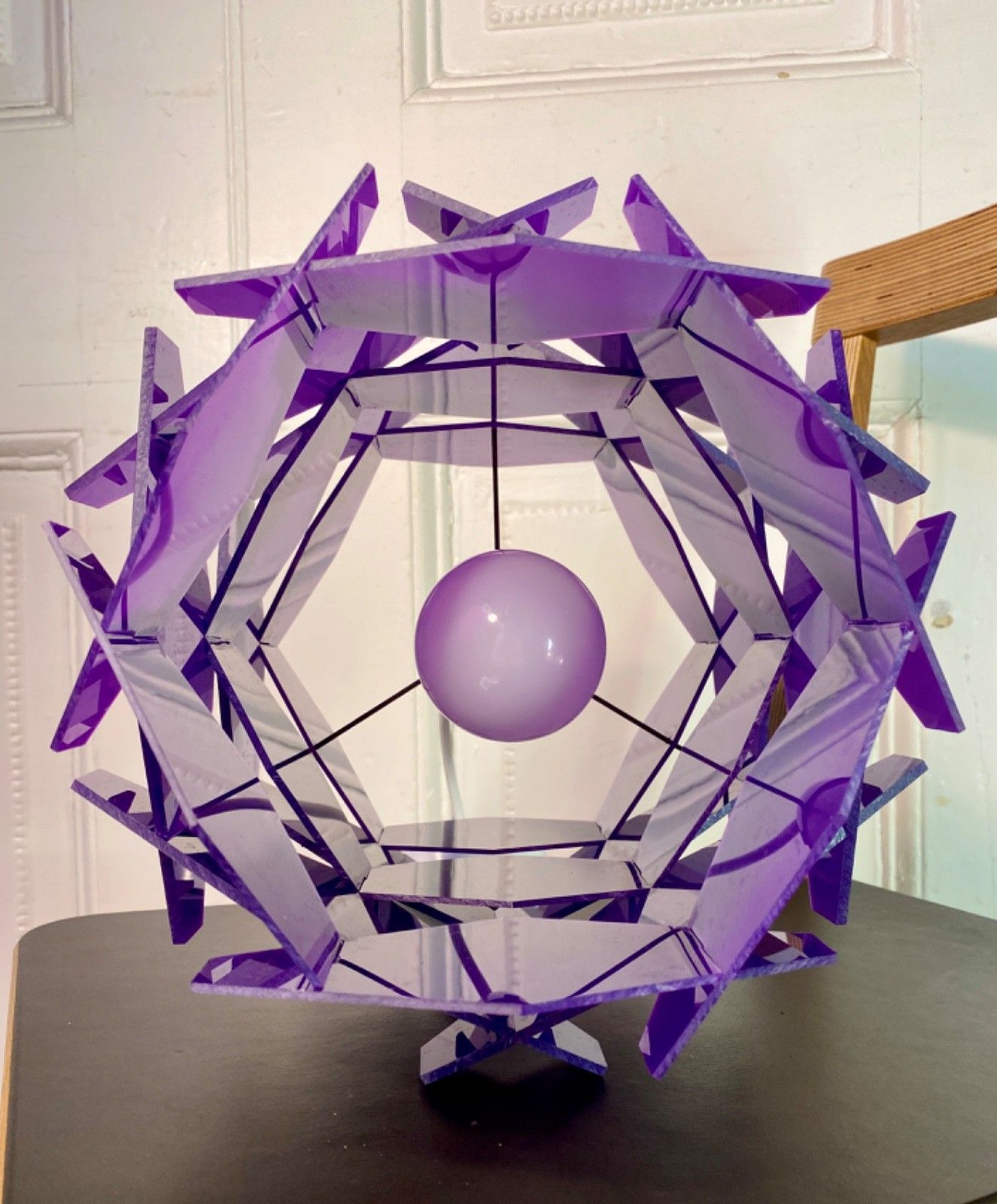 Lighting Original 1960s 70s Purple Perspex Ceiling Pendant Light. photo