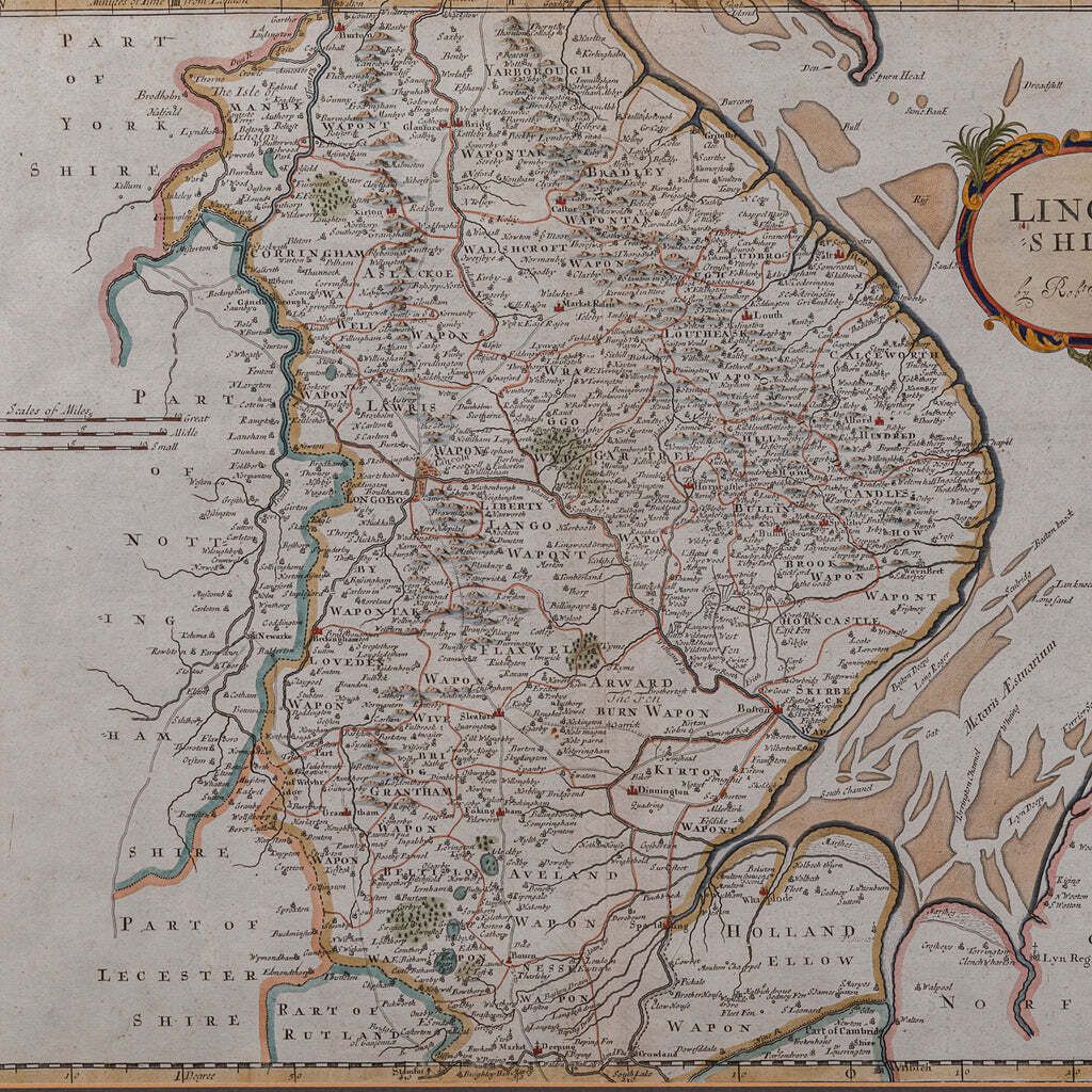Antique Lincolnshire Map, English, County Cartography, Robert Morden, Victorian photo Art