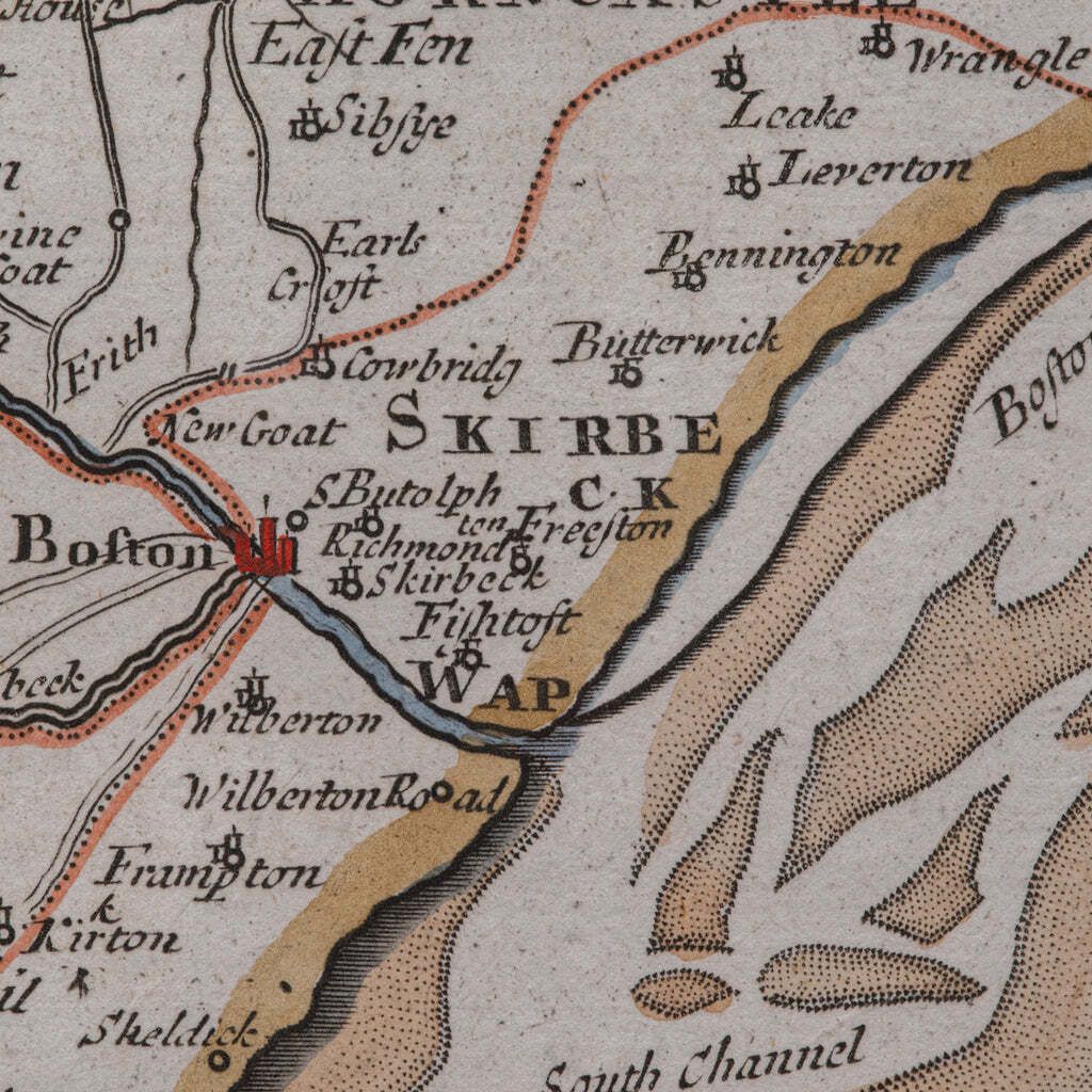 Art Antique Lincolnshire Map, English, County Cartography, Robert Morden, Victorian photo