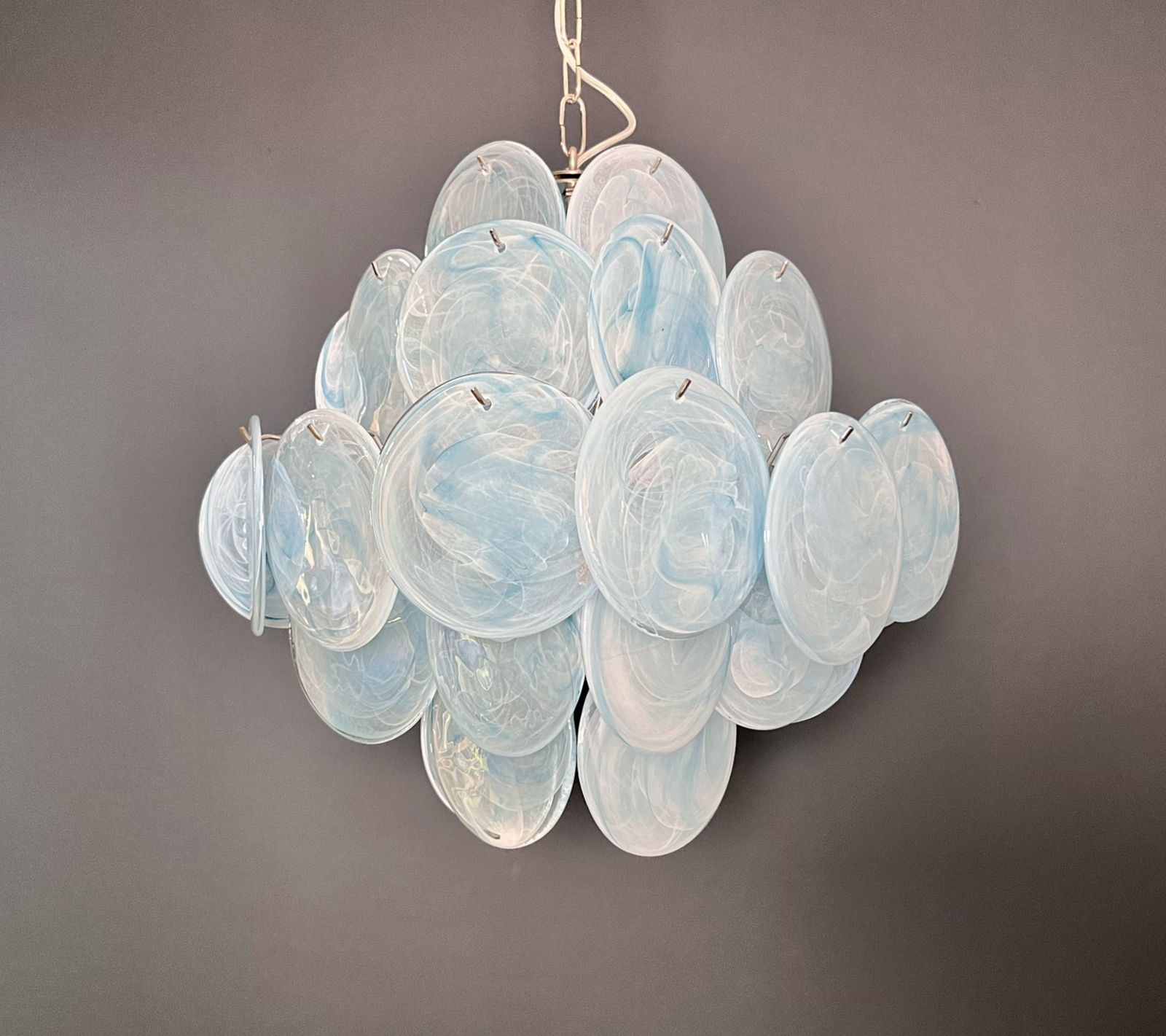 Vintage Italian Murano Chandelier   36 Blue Disks