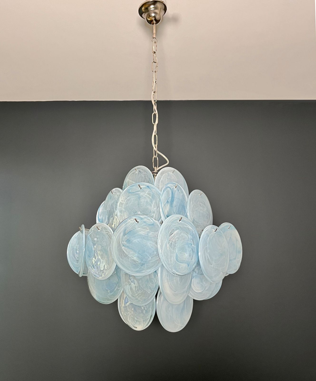 Vintage Italian Murano Chandelier   36 Blue Disks photo buy