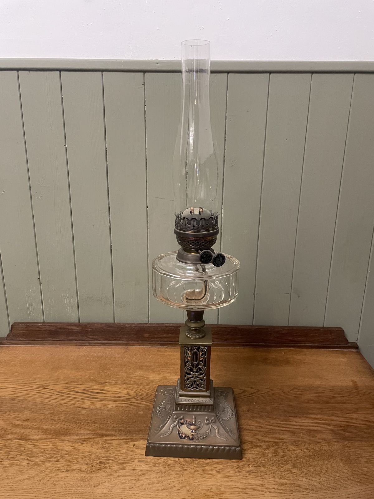 Victorian Large Brass Oil Lamp