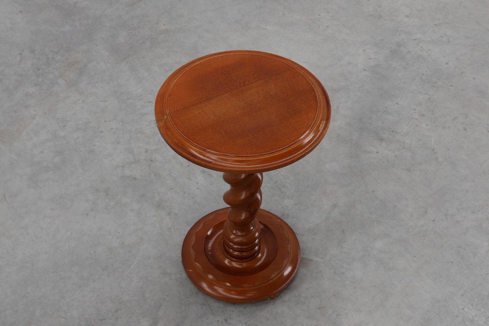 French Art Deco Oak Side Table With Twisted Base, 1940s photo vintage
