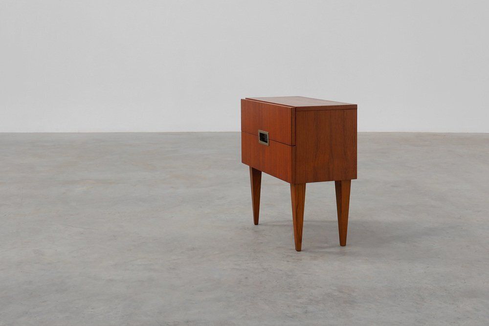 Vintage Belgian Teak Veneer Nightstand, 1950s photo Furniture