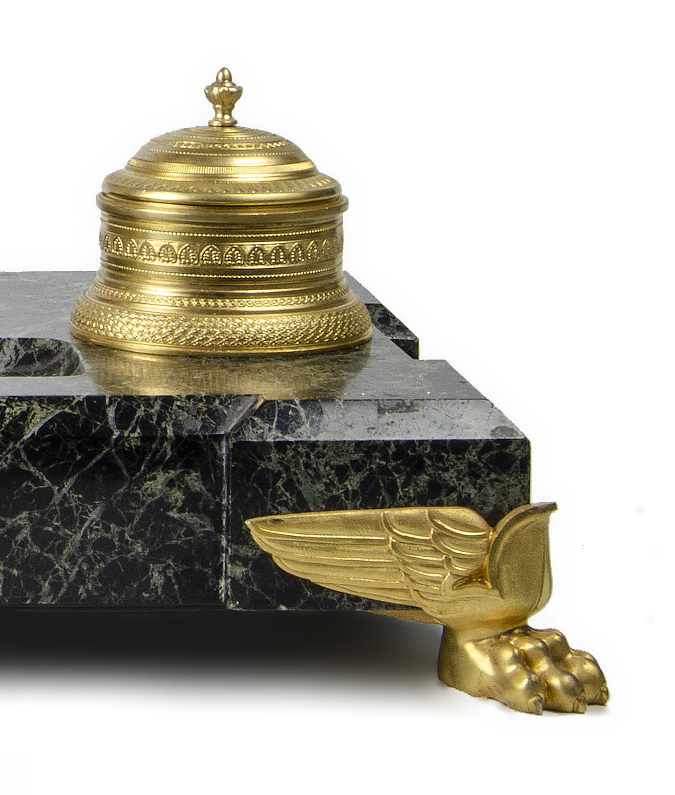 photo for sale Late 19th Century Napoleon III 'Vieille Garde' Sculpture With Inkwells And Marble Base Inkstand By Armand Le Véel And Susse Frères, France