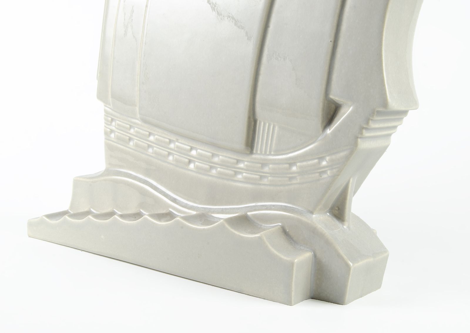 1920s Art Déco Cream Glazed Earthenware Frigate Sculpture By Noël Feuerstein For Robj And Manufactured On The Villeroy & Boch Factory, Luxembourg photo vinterior
