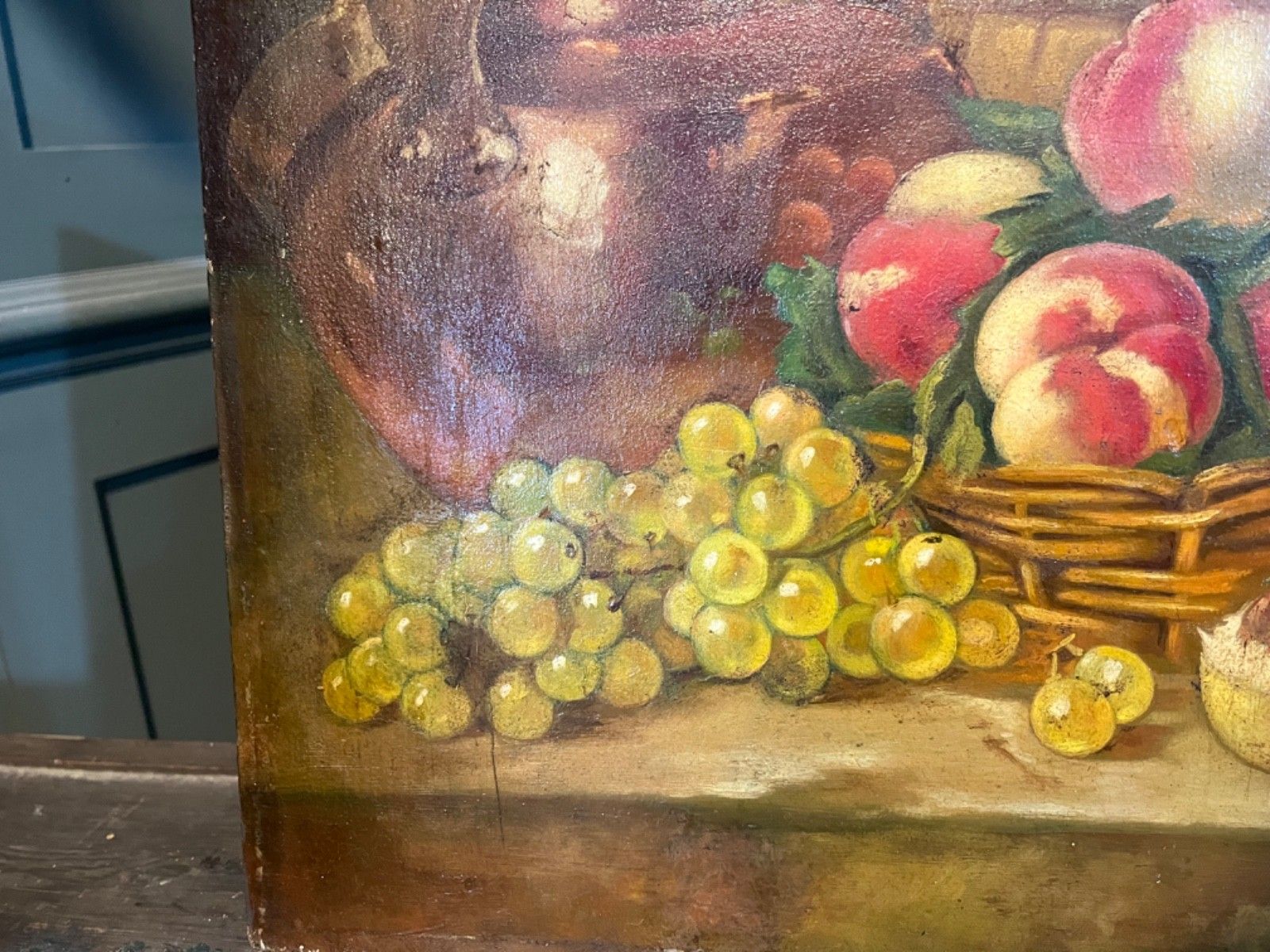 Antique Oil Painting On Board Still Life Fruit/Peaches French Origins Early 1900 photo 135.0