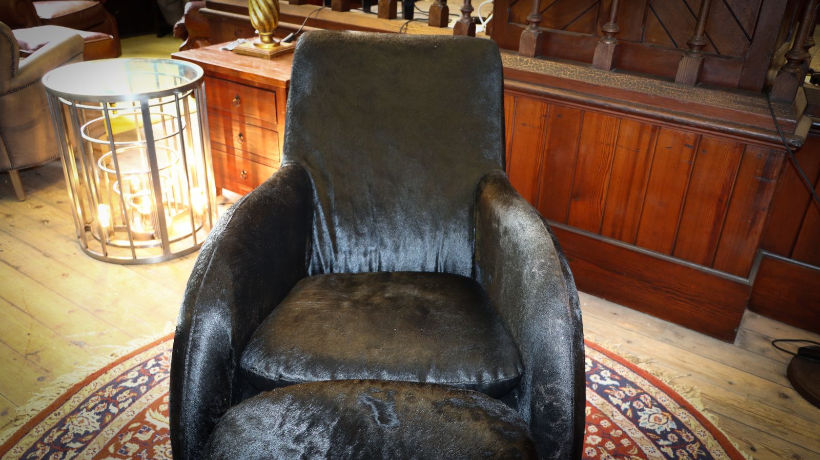 Stone International Sole Montis Pony Black Hide Armchair Footstool Rrp£4800 photo vinterior