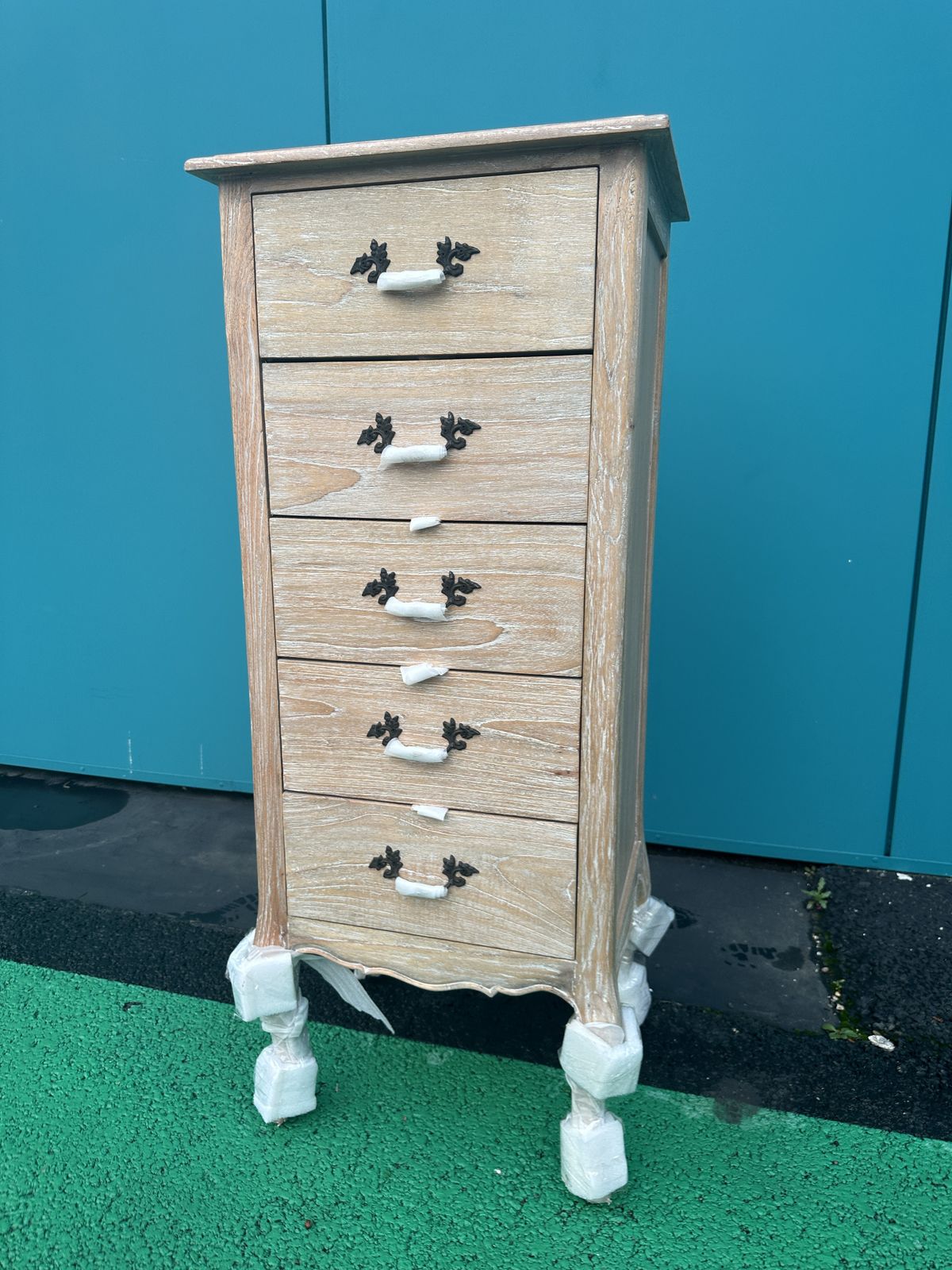 Brand New Pretty Montpellier Blanc Solid Wood 5 Draw Tallboy  	Rrp £579 photo vintage