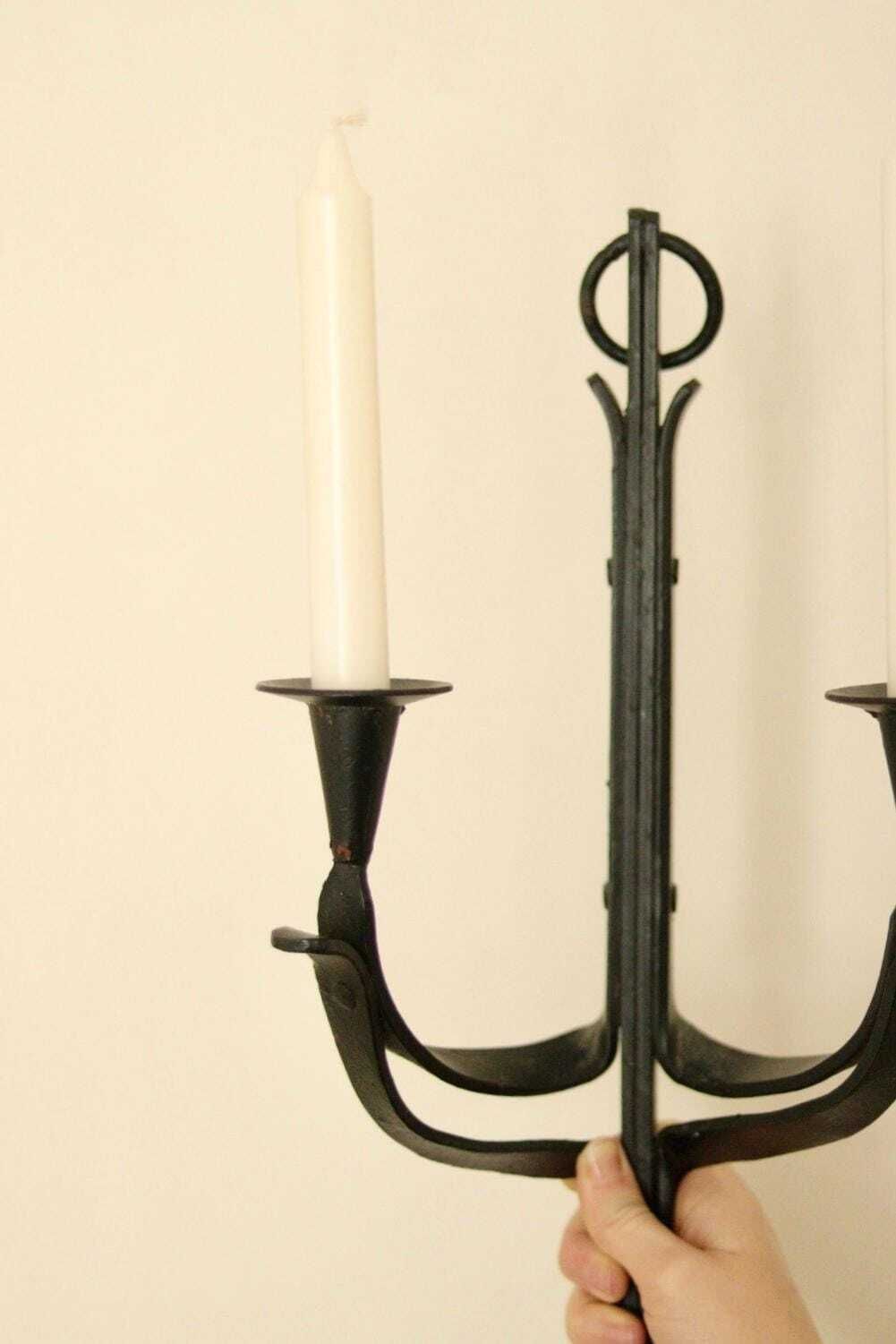Vintage Wrought Iron Sconce With Black Coating photo vintage