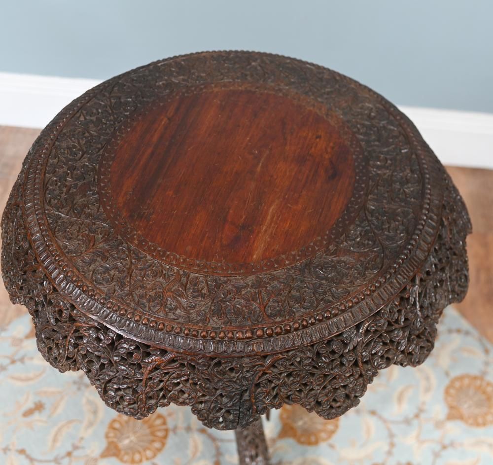 photo vinterior Antique Burmese Side Table Carved Hardwood Myanmar Furniture