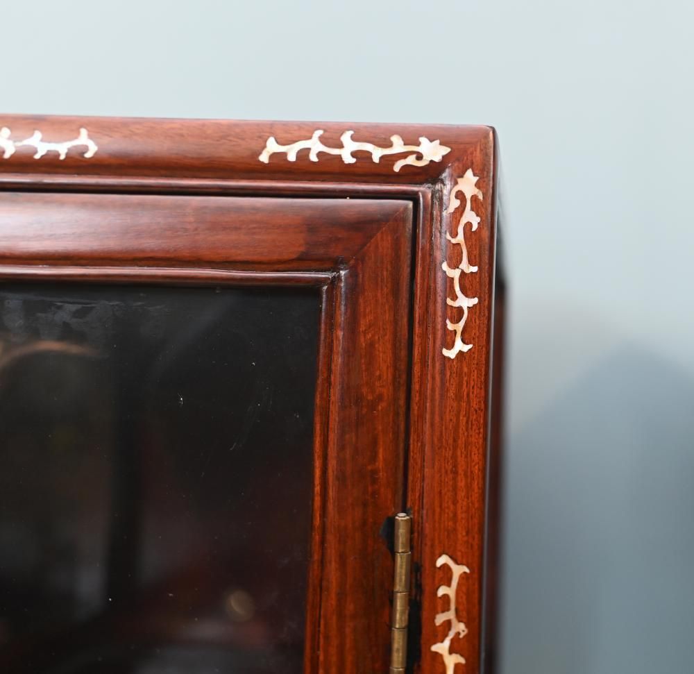 photo furniture Pair Chinese Display Cabinets Mother Of Pearl Inlay 1900