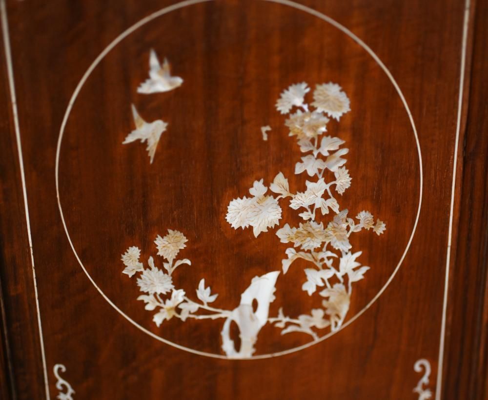 photo vinterior Pair Chinese Display Cabinets Mother Of Pearl Inlay 1900