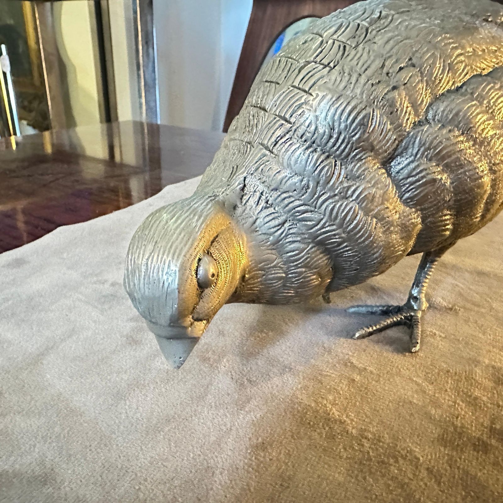 1980s Silver Plated Metal Partridge Paperweight By Gucci photo Home Decor