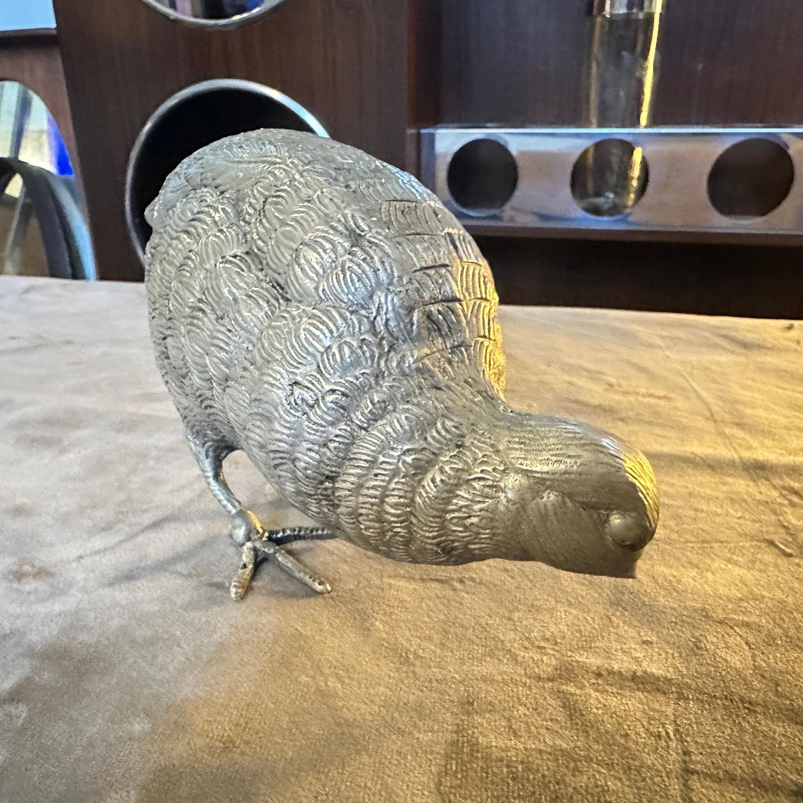 1980s Silver Plated Metal Partridge Paperweight By Gucci photo vintage