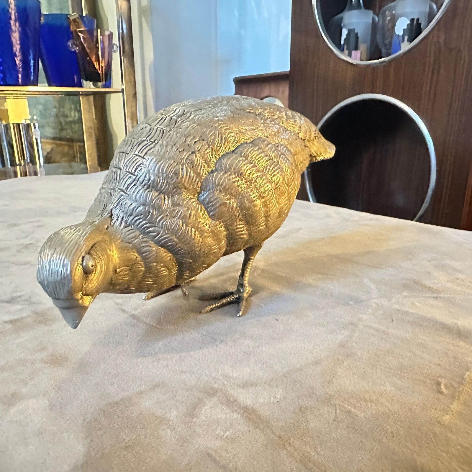 photo for sale 1980s Silver Plated Metal Partridge Paperweight By Gucci