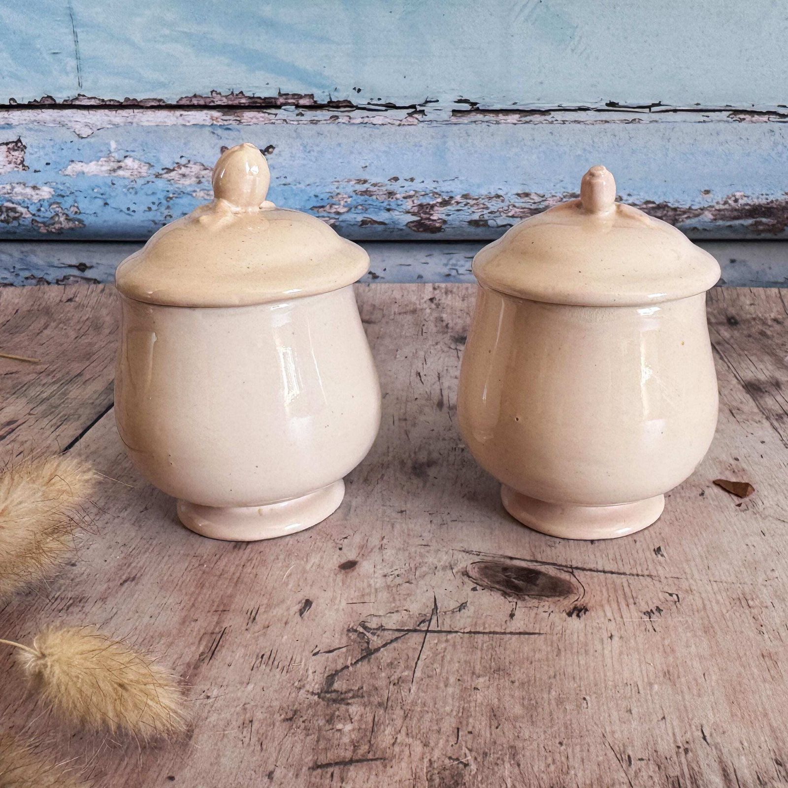 Pair Of French Vintage Lidded Custard Pots photo 50.0