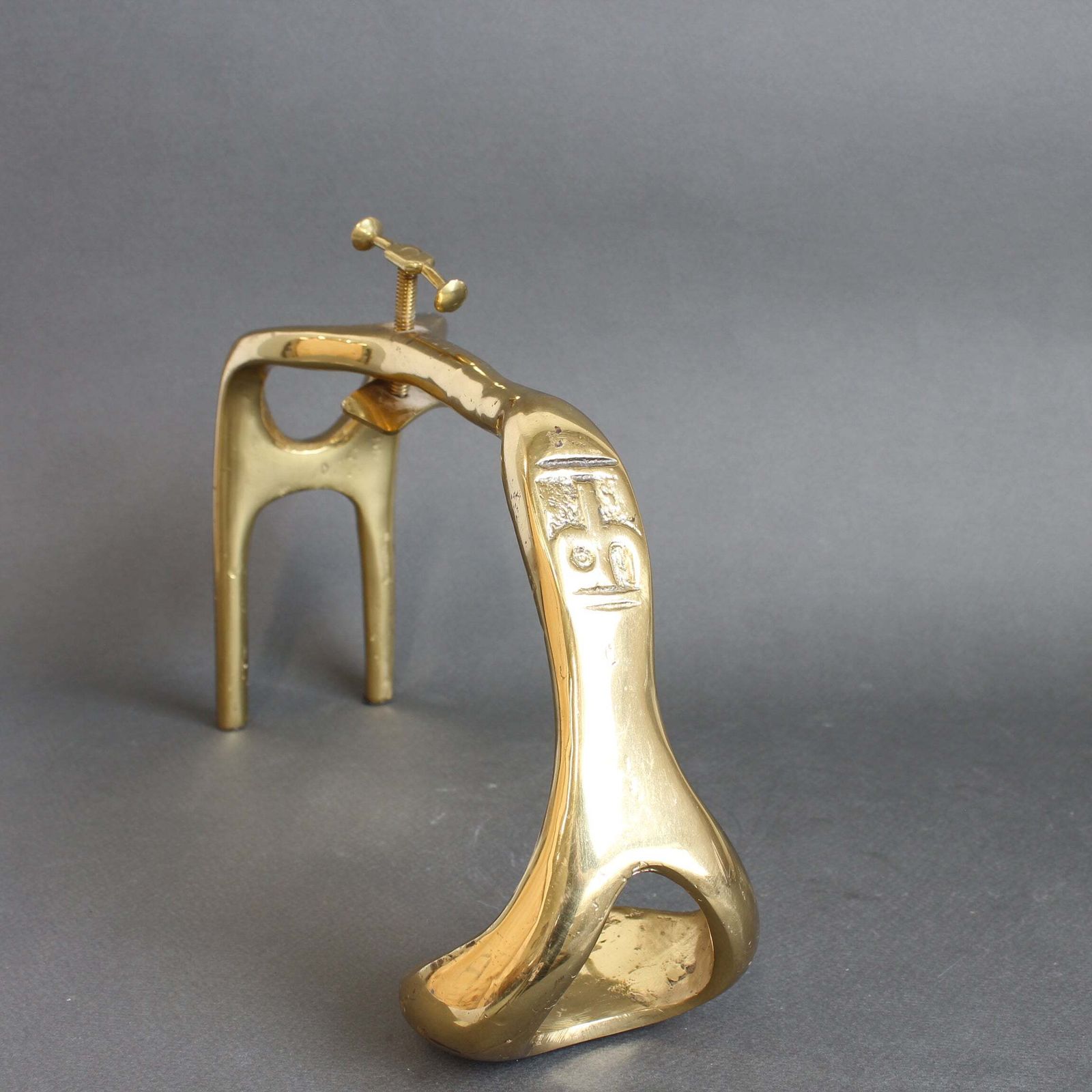 Vintage Brass Wine Bottle Pourer And Display Stand By David Marshall (Circa 1990s) photo vinterior