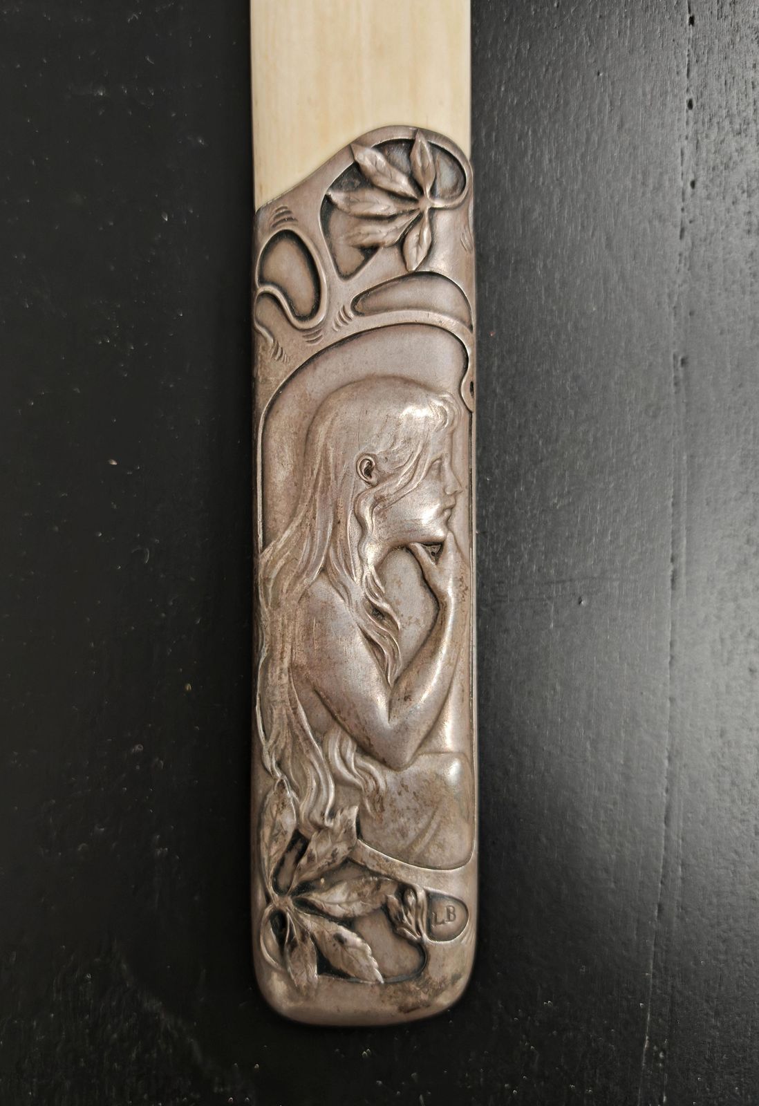 Art Nouveau Letter Opener With Stunning Silver (Plated) Handle And Ivory Tip photo Home Decor