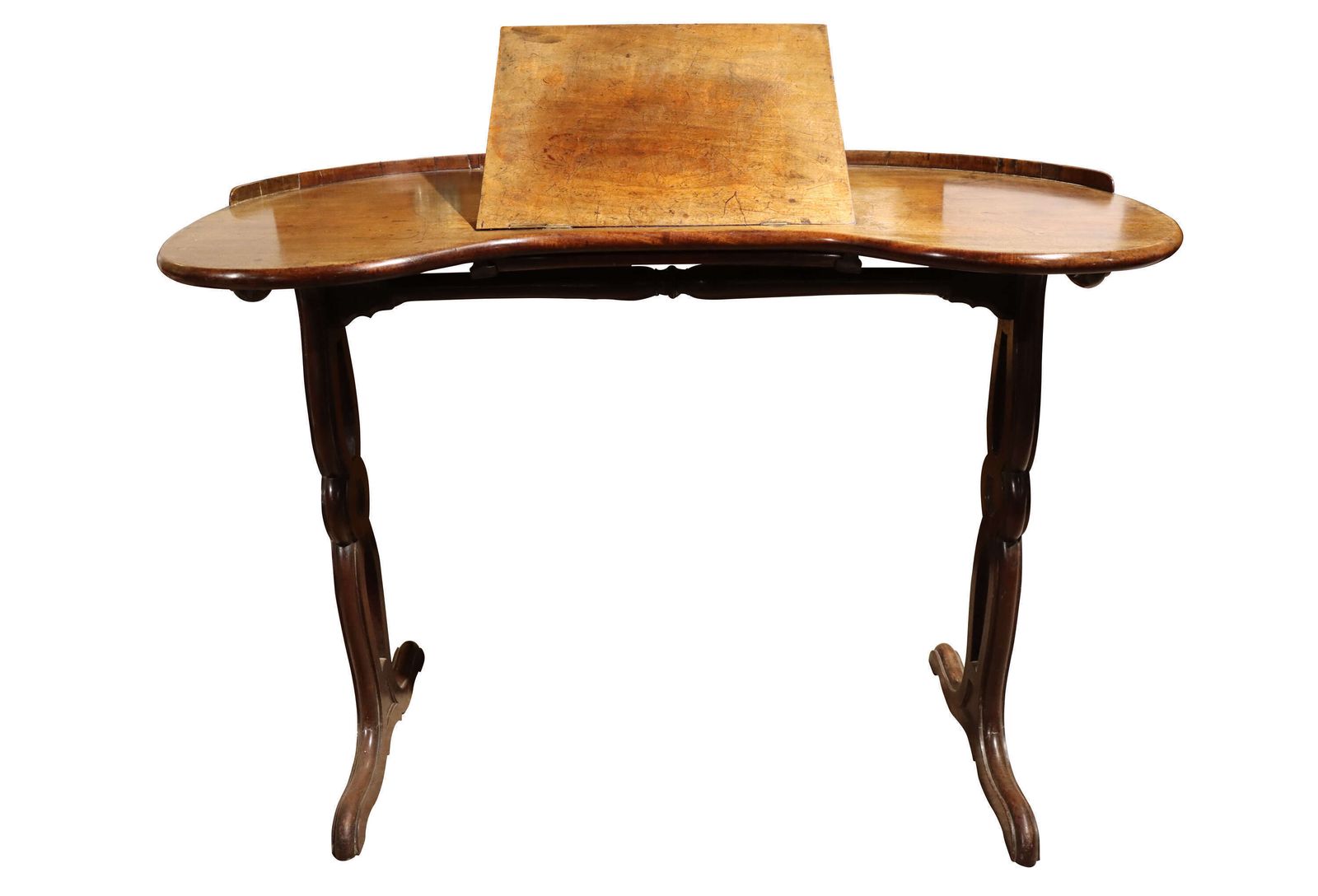 Good Mid 19th Century Mahogany Kidney Shaped Library Table With Reading Slope, Circa 1840/