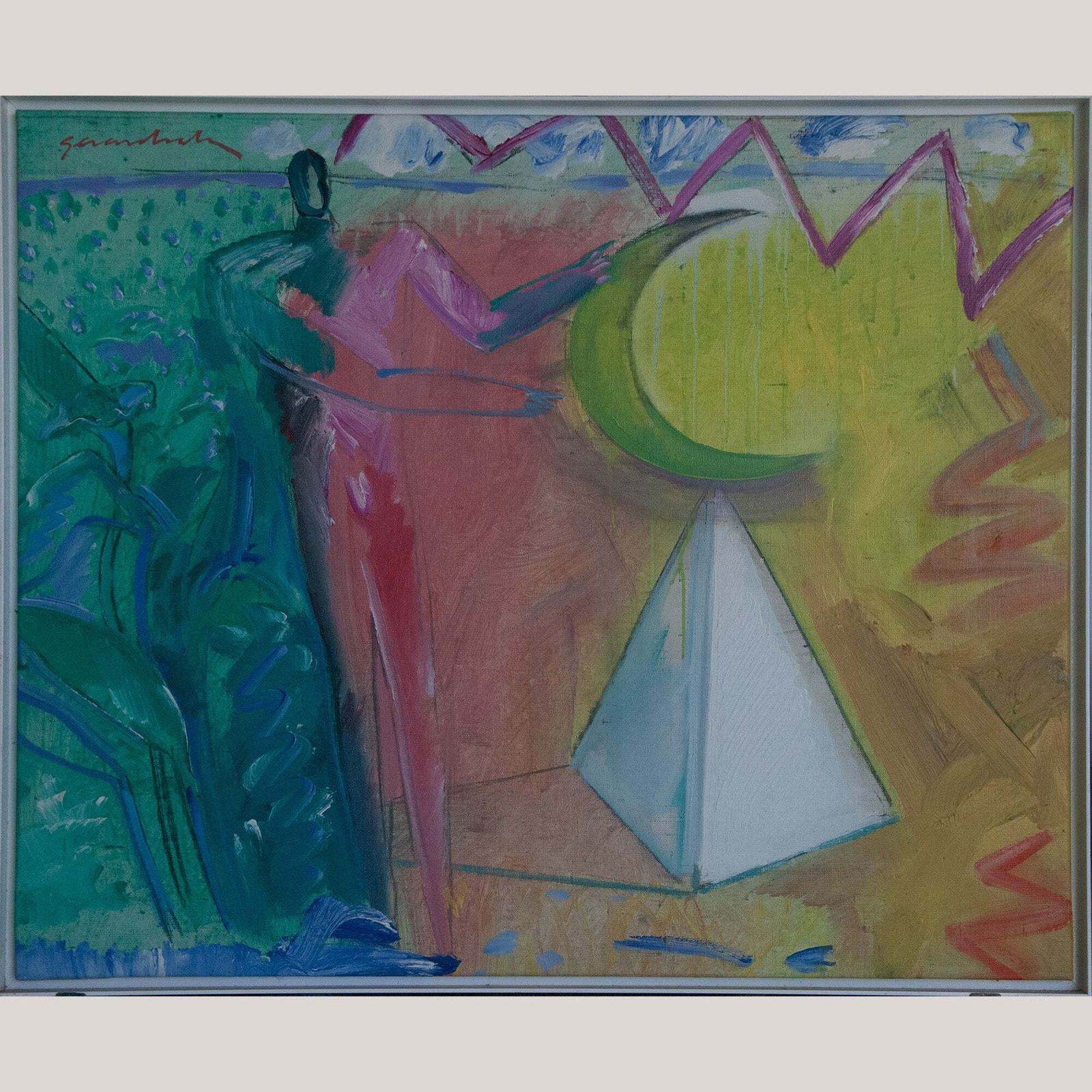 Estimo Llunes: Piràmides – Gerard Sala – 1977 – Abstract Olieverf Op Doek photo furniture