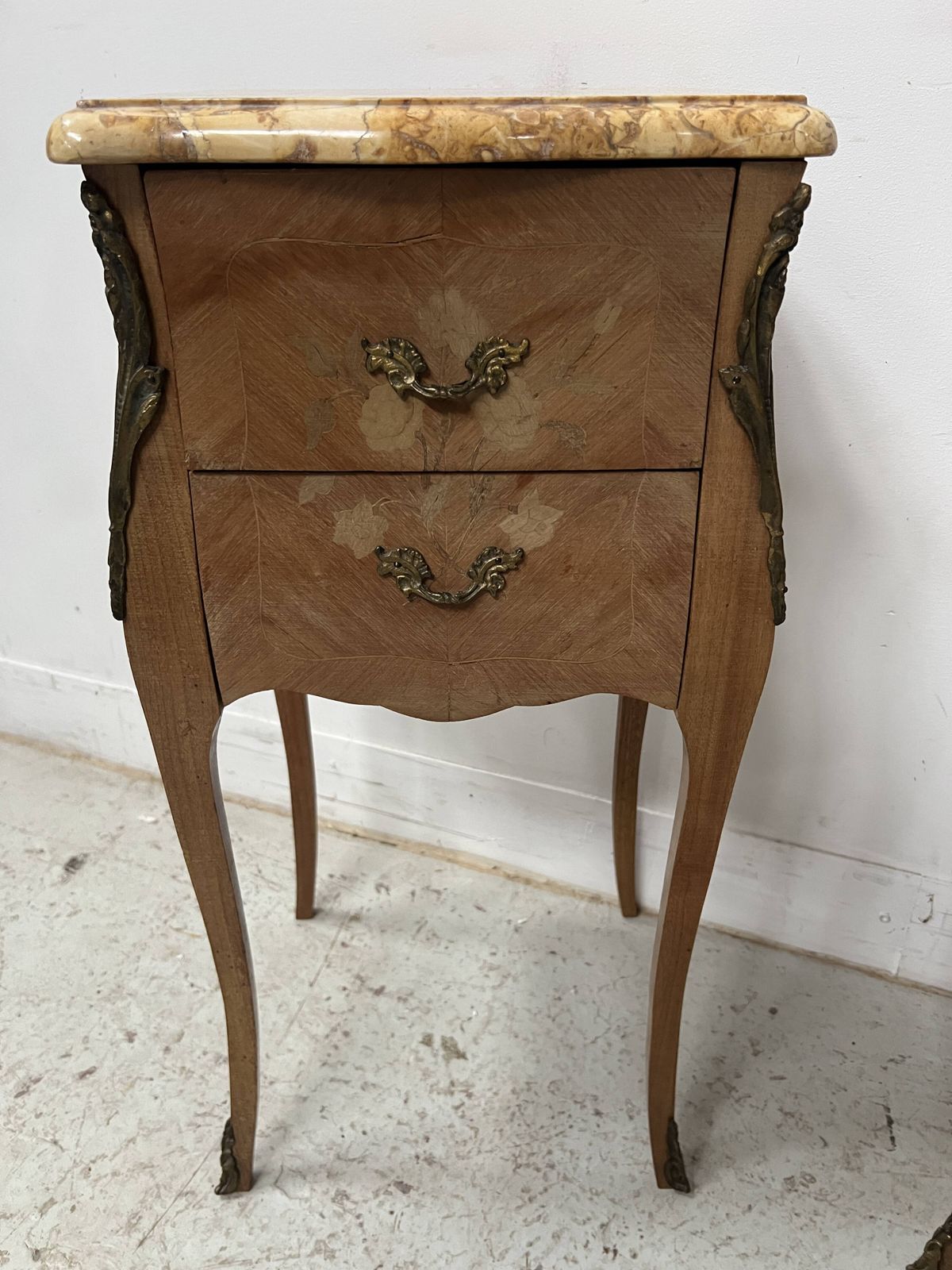 Pair Of Small Marquetry Chests Of Drawers In The Louis XV Style / 20th Century photo for sale